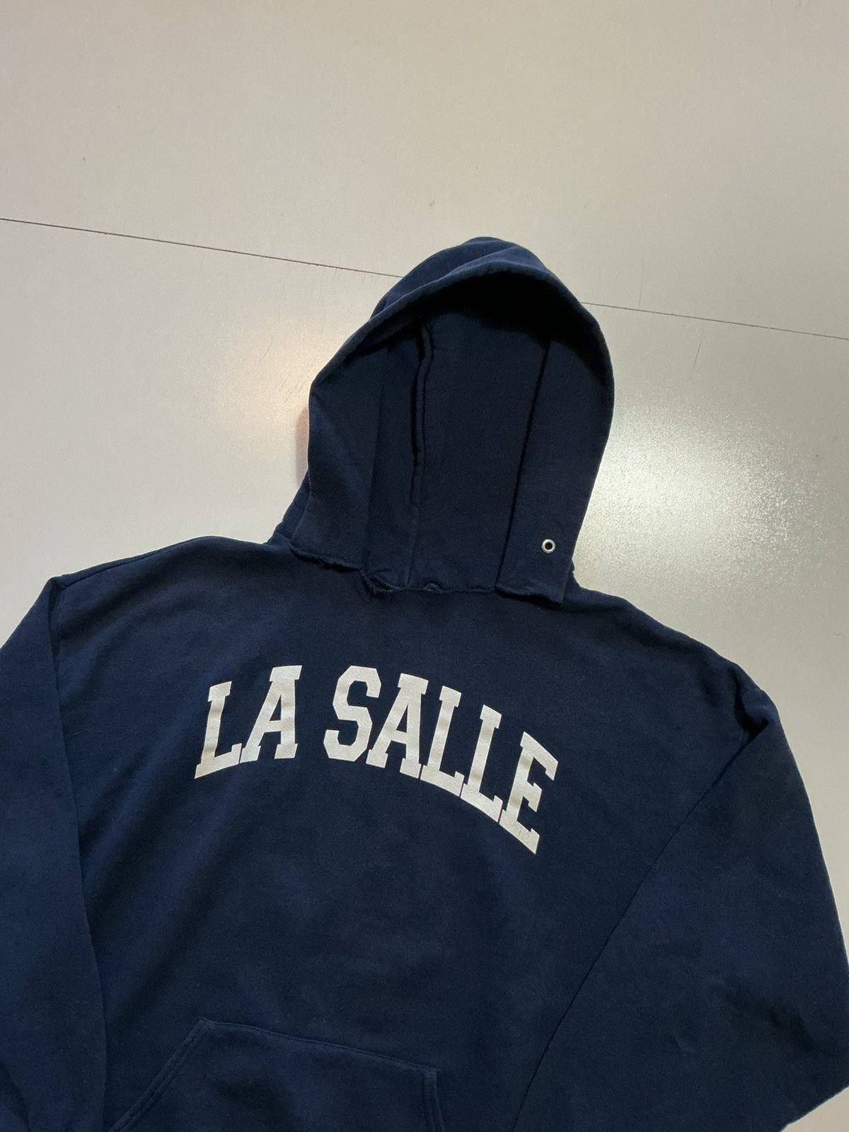 Jerzees Vintage Jerzees Super Sweats La Salle Navy Blue Hoodie Size US XL / EU 56 / 4 - 3 Thumbnail