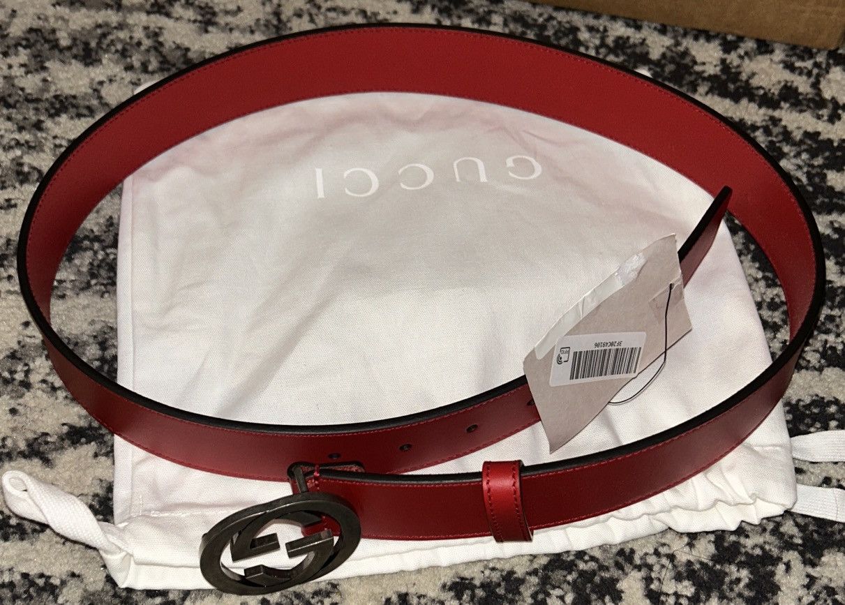 Gucci Gucci GG Interlocking Belt Red size 90 Size ONE SIZE - 2 Thumbnail