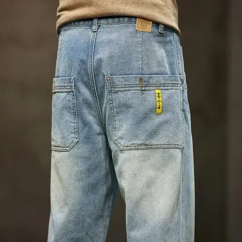 Jean × Vintage Loose Retro Blue Denim Size US 38 / EU 54 - 4 Thumbnail