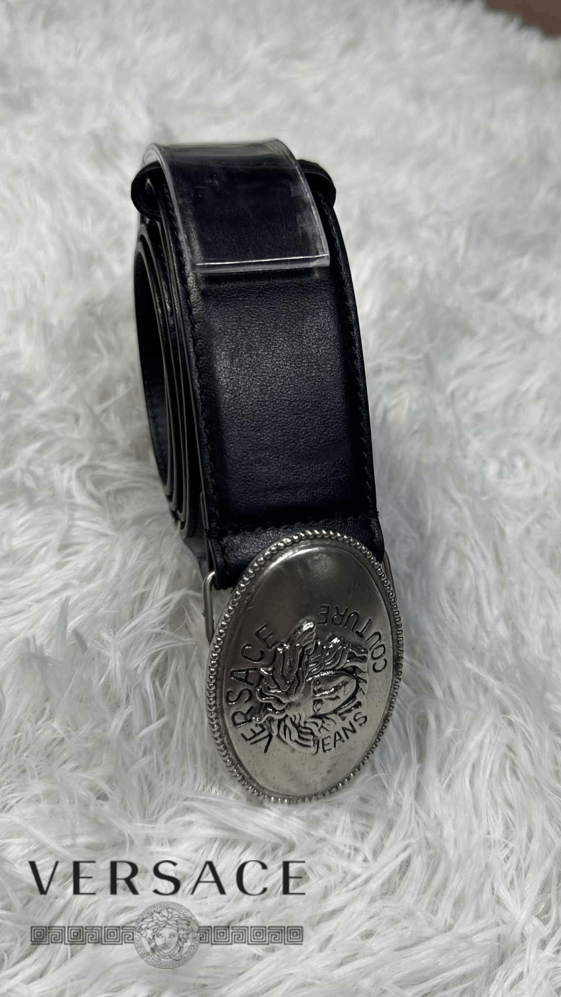 Versace Gianni Versace Vintage Black Leather Medusa Leather Belt Size 32 - 1 Thumbnail