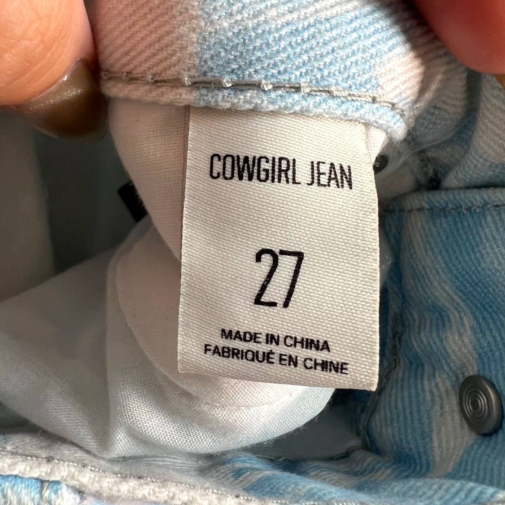 Bdg BDG Cowgirl Jean 27 Blue Abstract Statue Print Straight Leg Denim Pants Womens Size 27" / US 4 / IT 40 - 4 Thumbnail