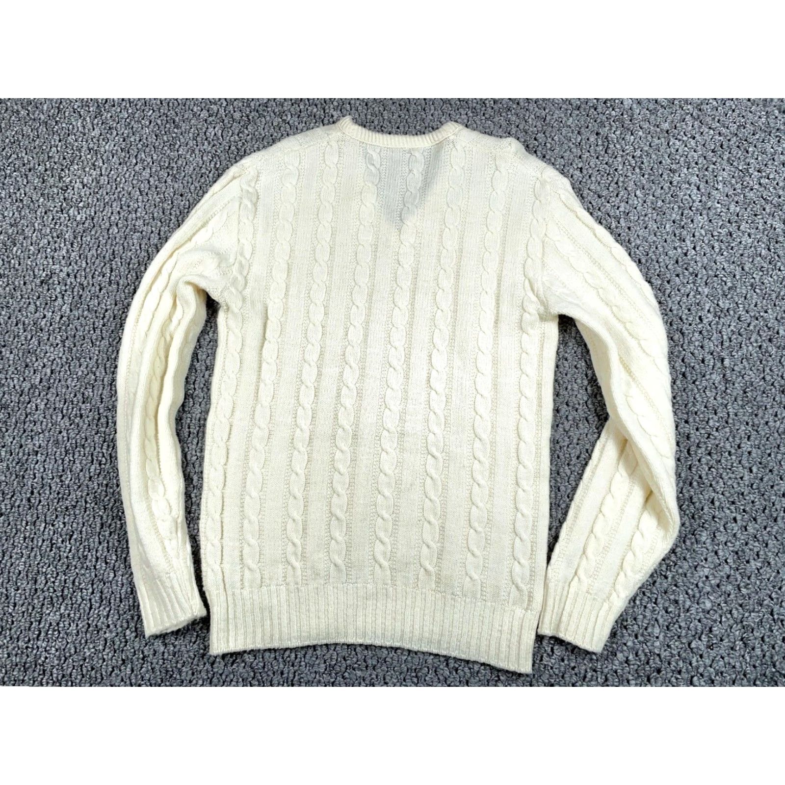 Jantzen VINTAGE Jantzen Cable Knit V-Neck Sweater Adult Small Ivory Lightweight Preppy 80s Mens Size US S / EU 44-46 / 1 - 2 Thumbnail