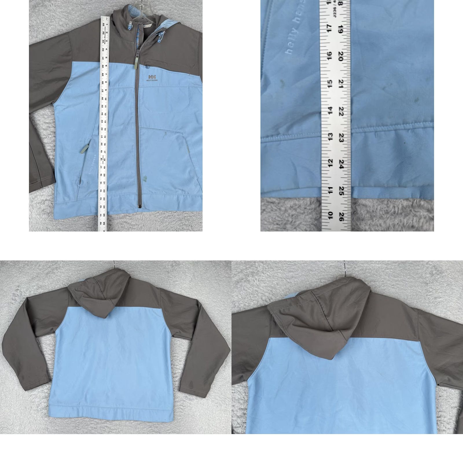 Helly Hansen VINTAGE Helly Hansen Jacket Women XL Blue Brown Hood Softshell Fleece Lined Windbreaker Size XL / US 12-14 / IT 48-50 - 9 Thumbnail