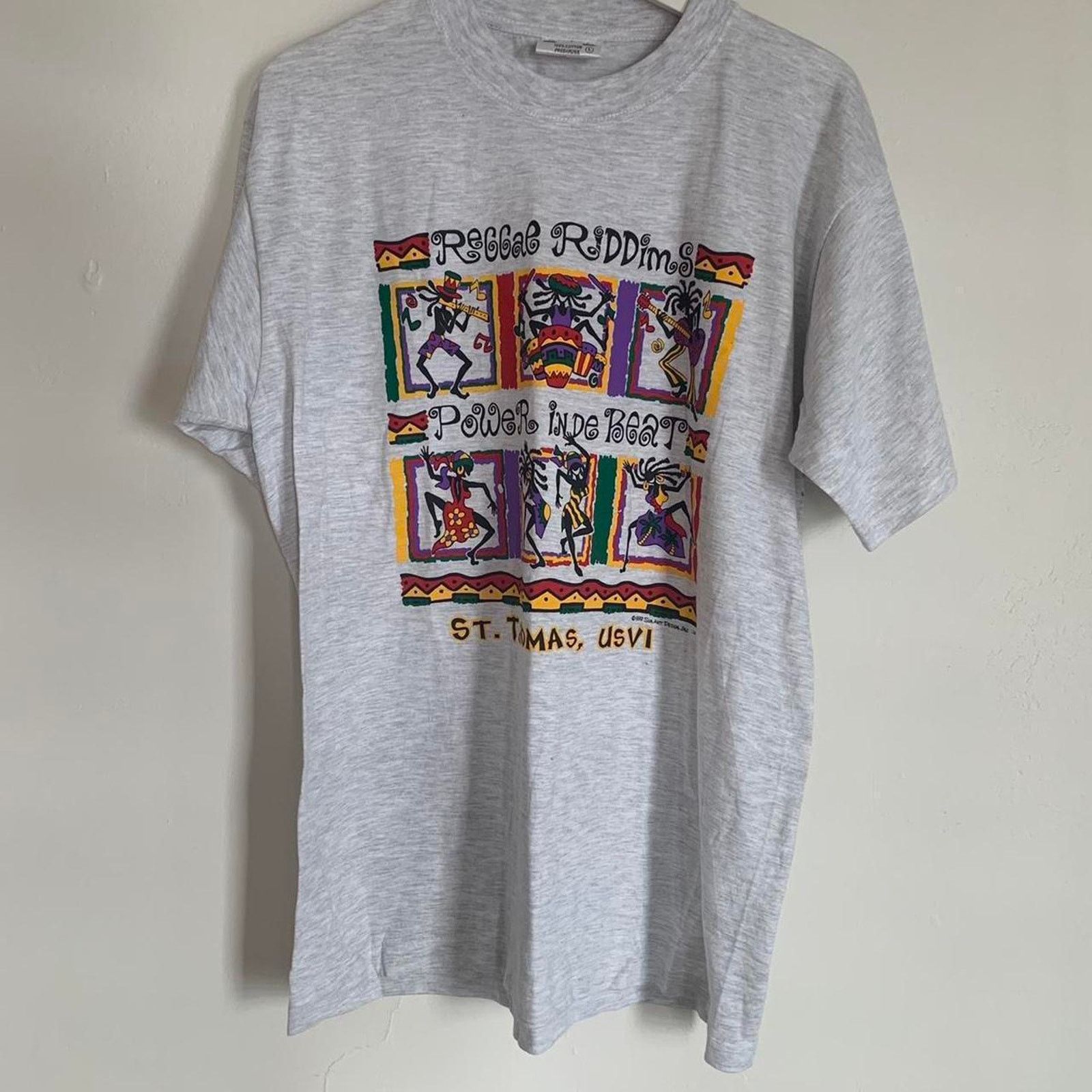Vintage 1999 US Virgin Islands “Power In De Beat” Reggae Riddims t Size US L / EU 52-54 / 3 - 2 Thumbnail