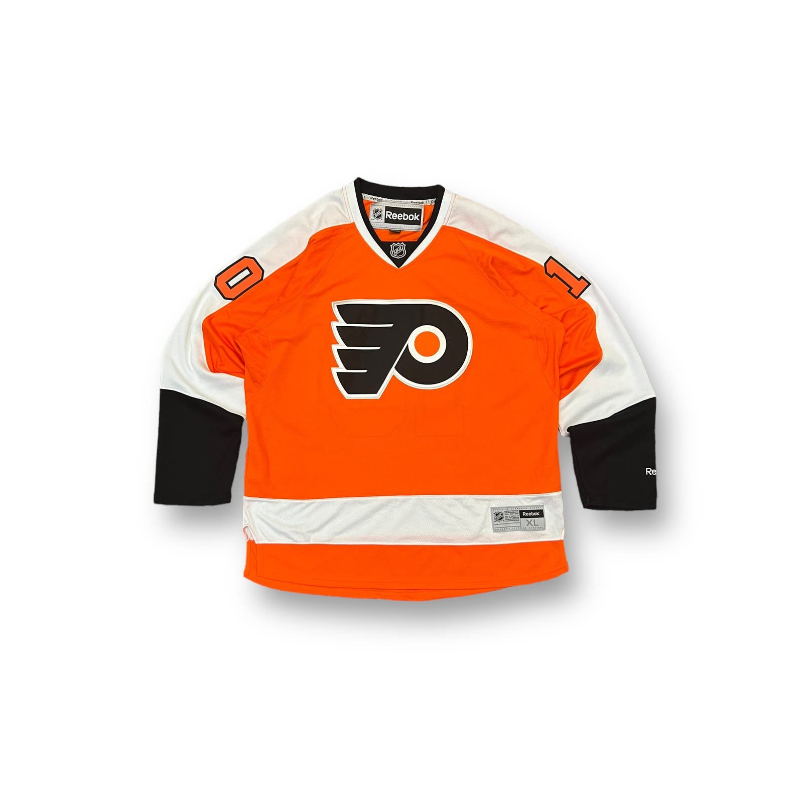 image of Hockey Jersey x Nhl Vintage Flyers Schenn Autographed Nhl Sports Jersey in Orange, Men's (Size XL)