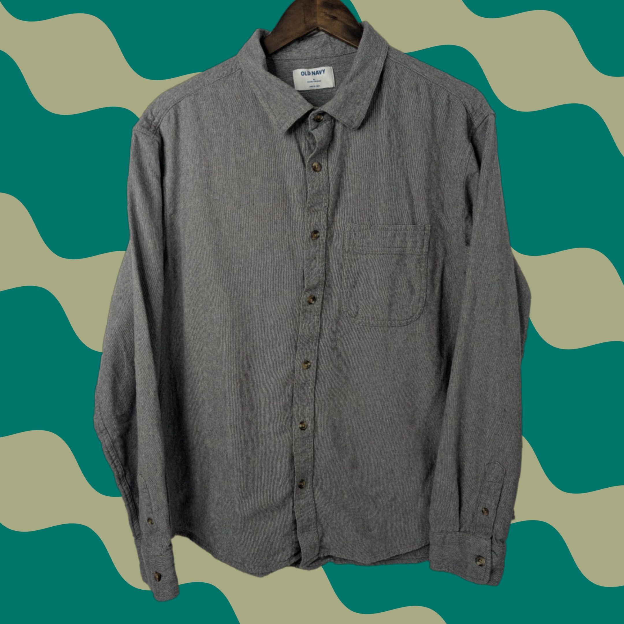 Old Navy Old Navy Button-Up Shirt XL Gray Long Sleeve Flannel Cotton Size US XL / EU 56 / 4 - 1 Thumbnail