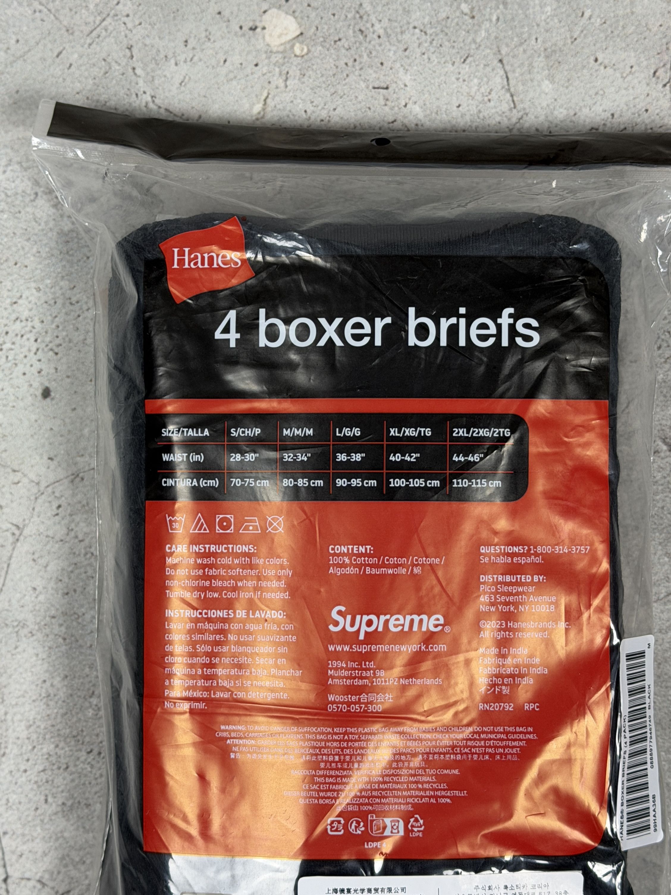 Supreme Supreme Hanes Boxer Briefs, Black, M Size 32 - 4 Thumbnail