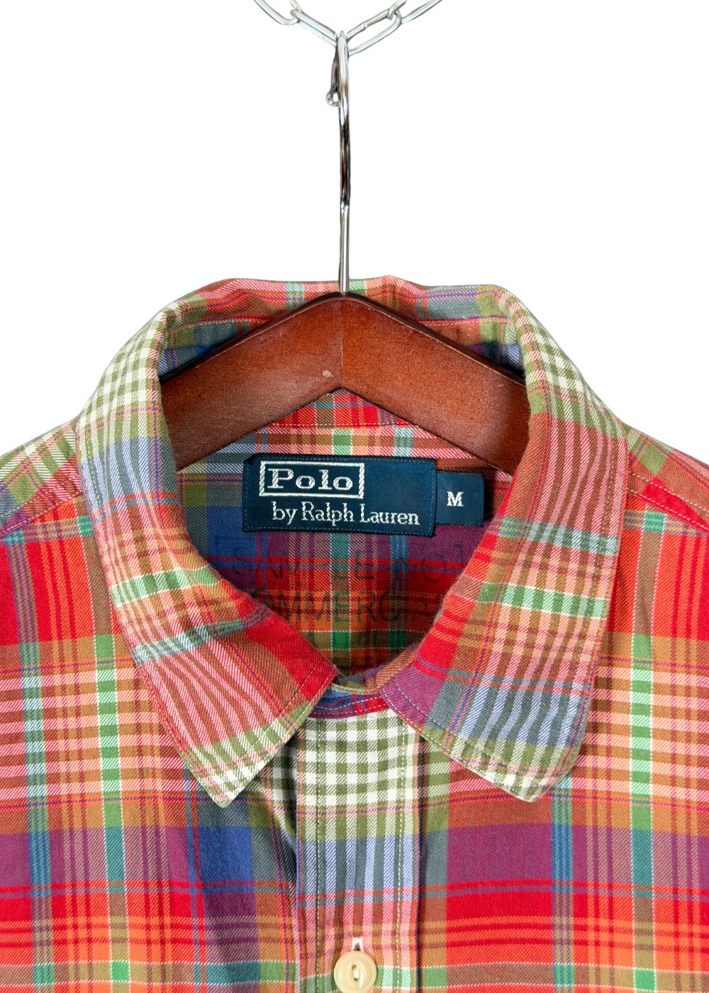 VTG PRL Madras Plaid Work Shirt Red Multicolour Cotton image 7
