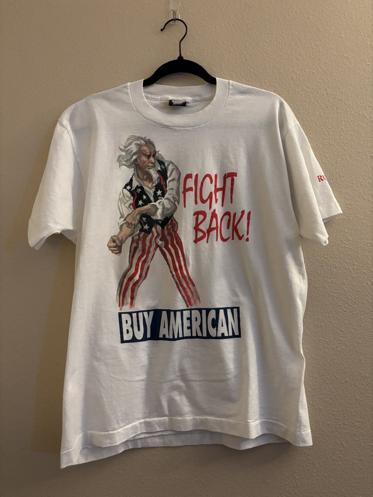 Vintage Vintage Single Stitch Uncle Sam Fight Back Buy American Tee Size US XL / EU 56 / 4 - 1 Thumbnail