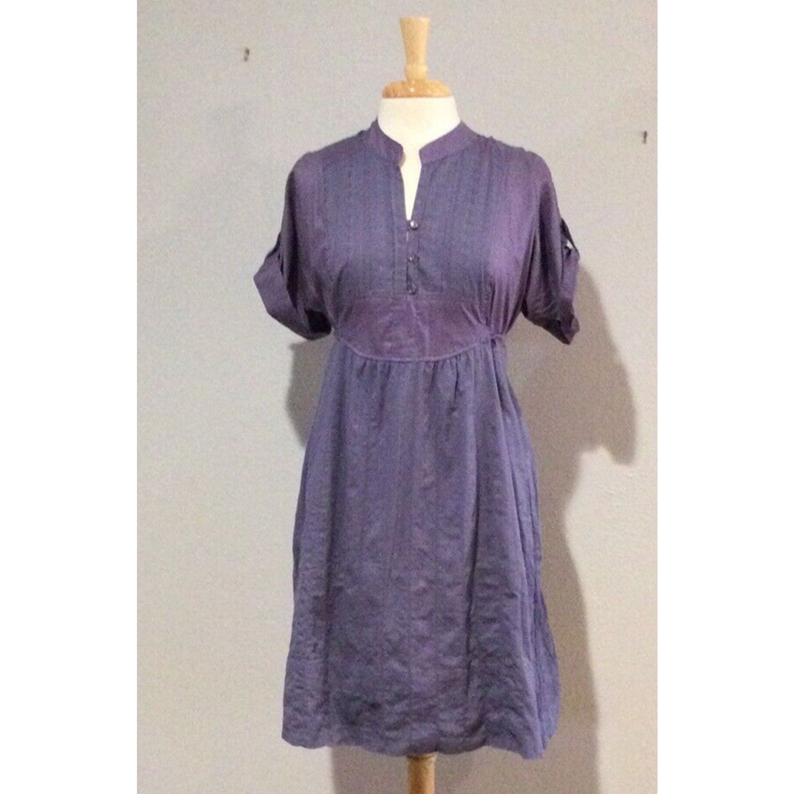 Vintage BCBGeneration Purple 3 Button Bodice Tie Back Midi Dress L Size L / US 10 / IT 46 - 2 Thumbnail