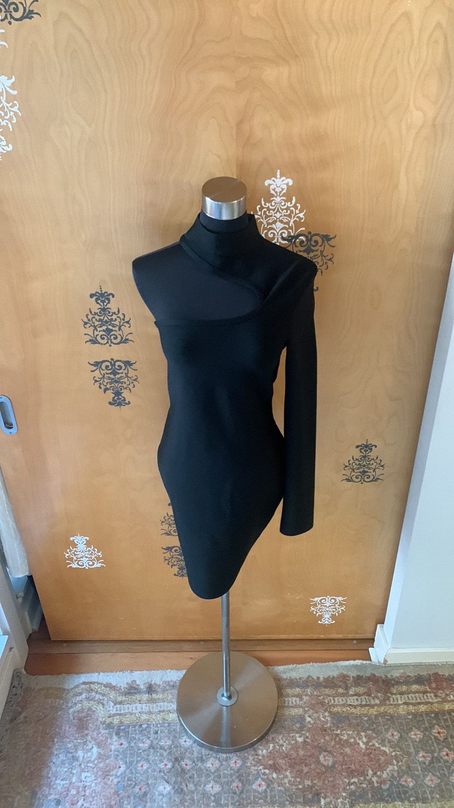 Designer NEW One Shoulder Midi Asymmetrical Dress in Black Size M / US 6-8 / IT 42-44 - 20 Thumbnail