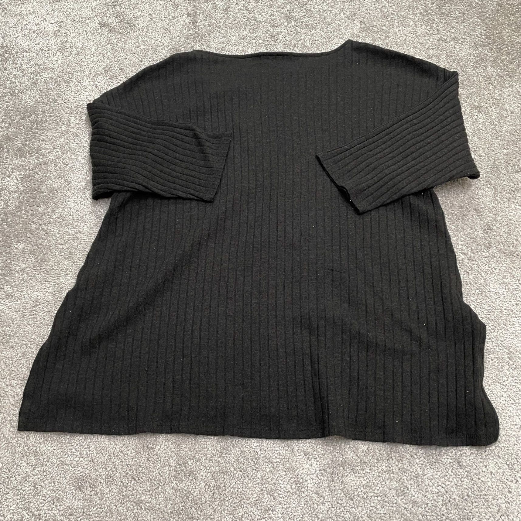 Vintage Lane Bryant Sweater Womens 18/20 Black Half Sleeve Boat Neck Ribbed Knit Casual Size XXL / US 16-18 / IT 52-54 - 2 Thumbnail