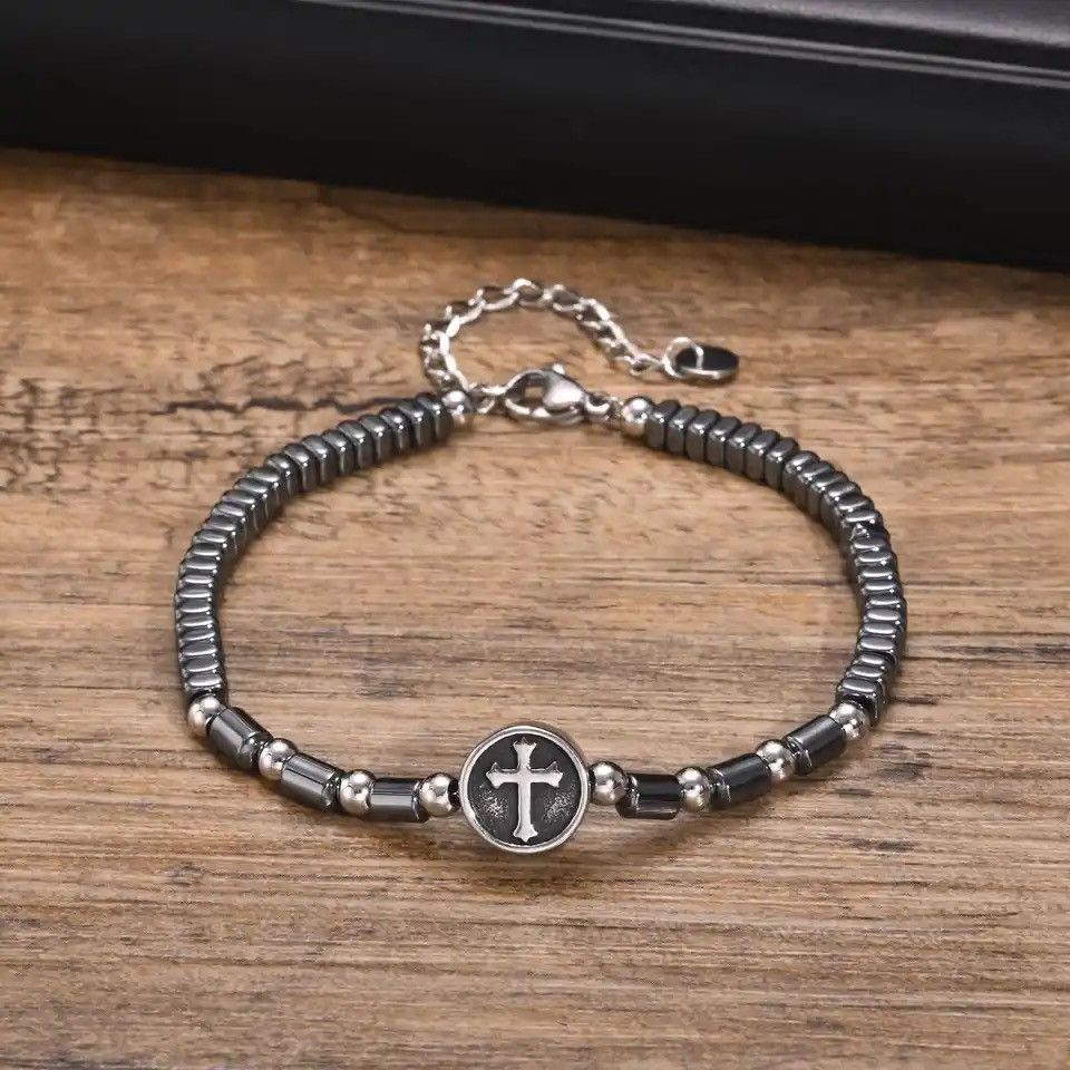 Jewelry × Vintage Hematite Energy Balance Wristband Adjustable Bracelet Size ONE SIZE - 2 Thumbnail