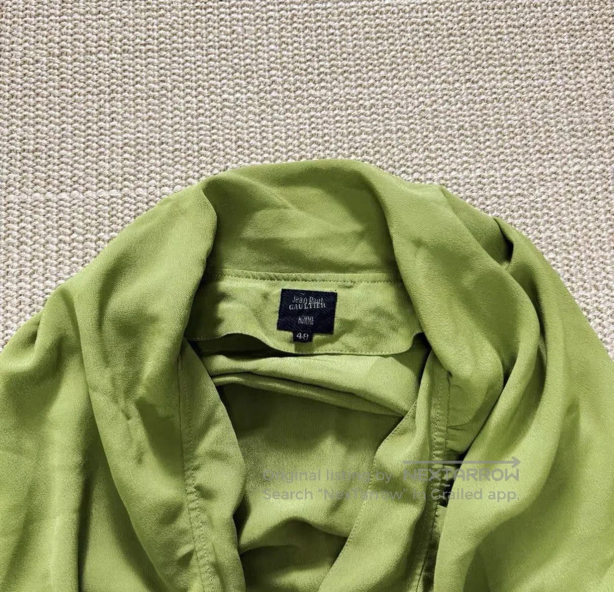 Jean Paul Gaultier Green Long Sleeve Draped Neck Shirt. Size US M / EU 48-50 / 2 - 3 Thumbnail