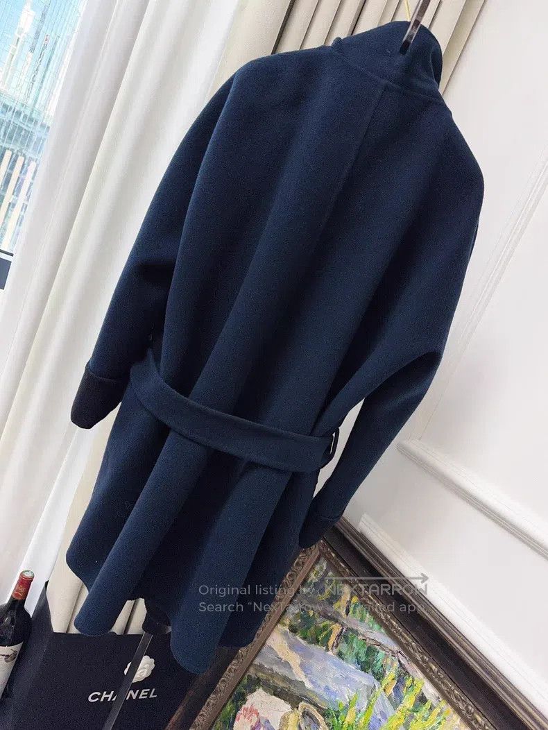 Hermes Hermes Black and Navy Blue Double-Faced Cashmere Coat with Size S / US 4 / IT 40 - 2 Thumbnail