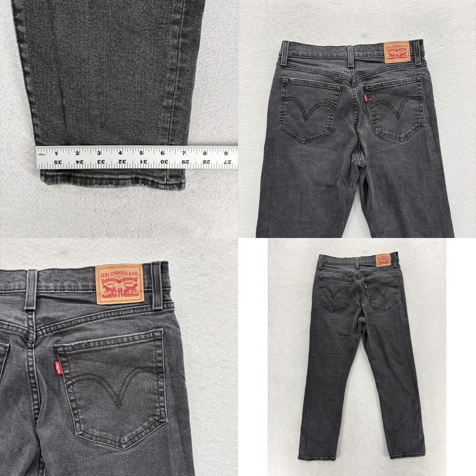 Levi's Levi's Wedgie Straight Jeans Womens 30 Gray Charcoal Wash High Rise Distressed Jeans Size 30" / US 8 / IT 44 - 9 Thumbnail