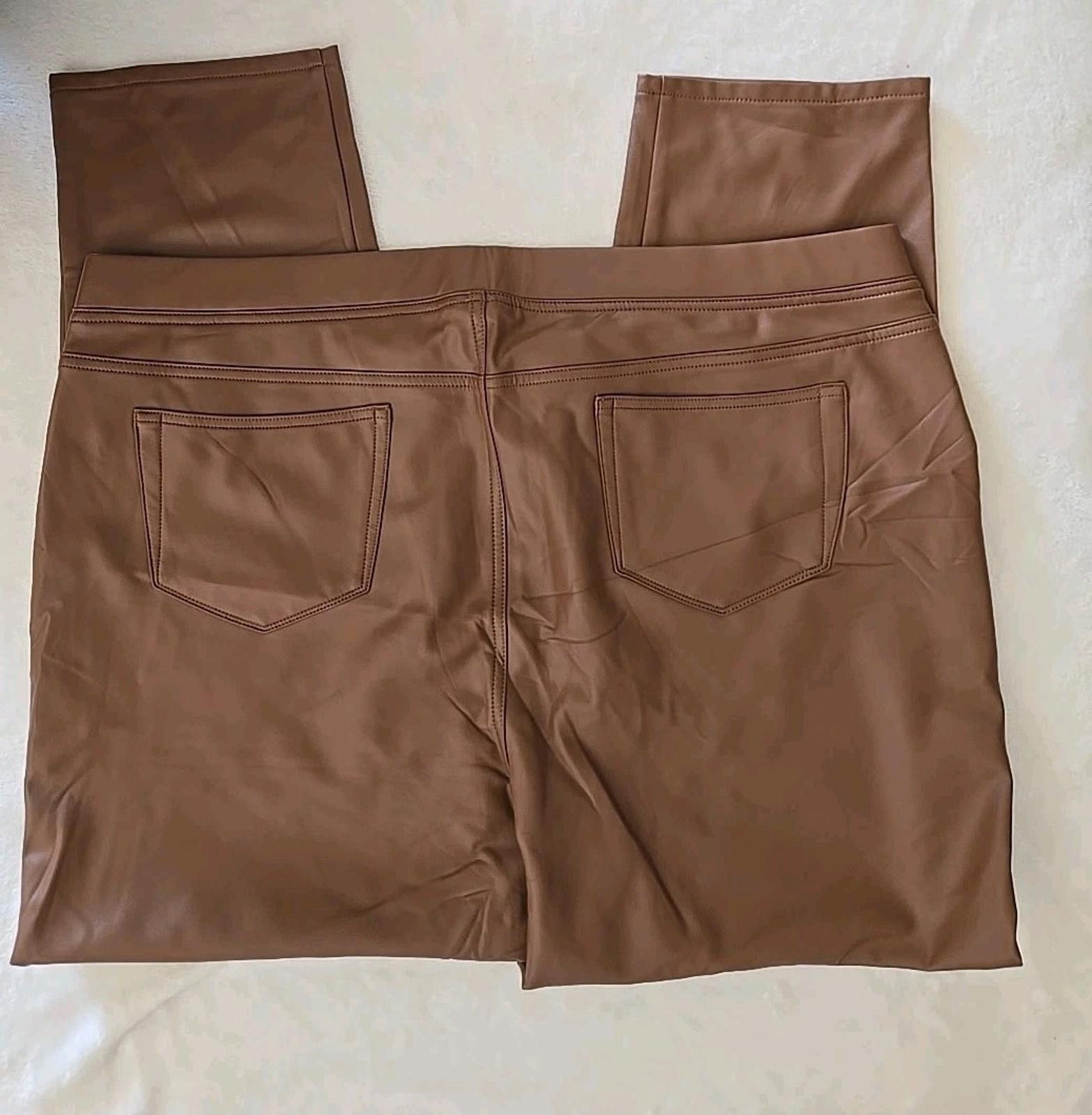 Other NWT J. Jill Womens Brown Pull On Faux Leather Pants Size 3X Size 42" / US 20 - 4 Thumbnail