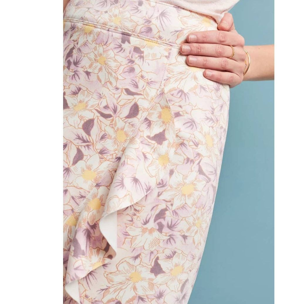 Anthropologie Anthropologie Skye Ruffled Floral Skirt $120 SIZE 6P Peach Size 28" / US 6 / IT 42 - 4 Thumbnail