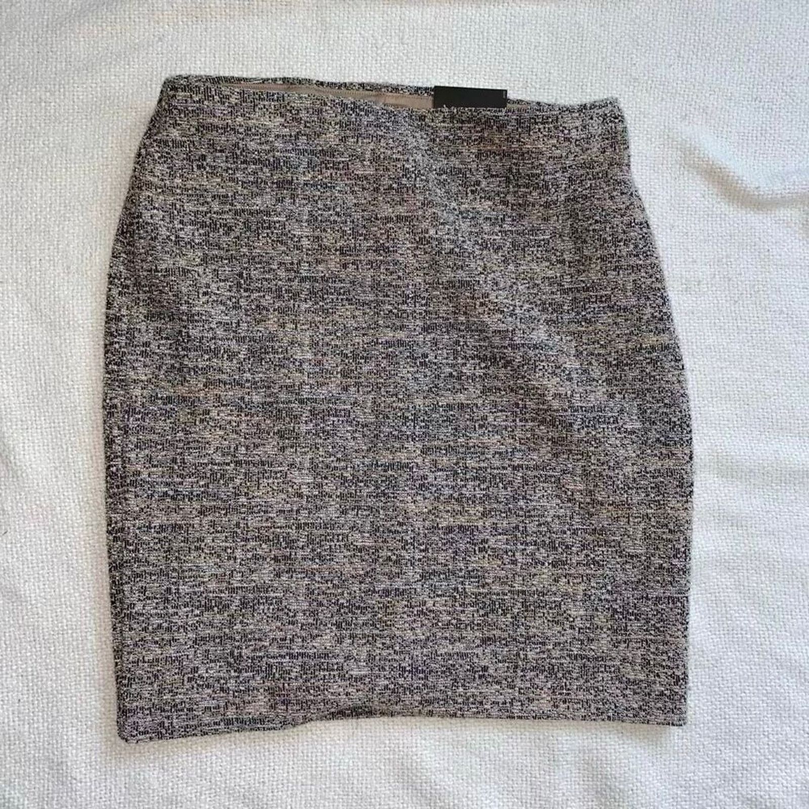 Express Express Tweed Neutral High Rise Skirt | Sz XS, NWT Size 25" / US 0 / IT 36 - 2 Thumbnail