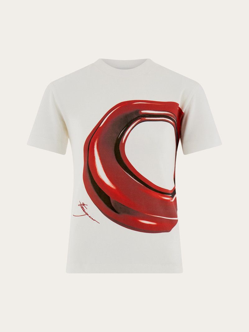 Salvatore Ferragamo o1s1rm0126 Printed T-Shirt in White Size S / US 4 / IT 40 - 1 Thumbnail