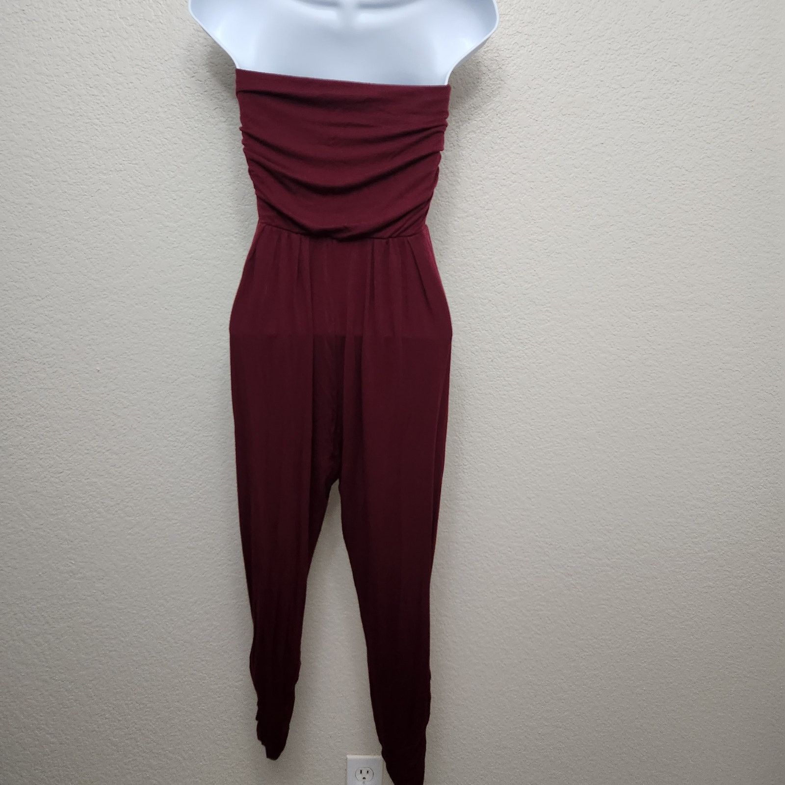 Other A'Gaci Burgundy Strapless Ruched Sides And Legs Jumper Small Size 26" / US 2 / IT 38 - 2 Thumbnail