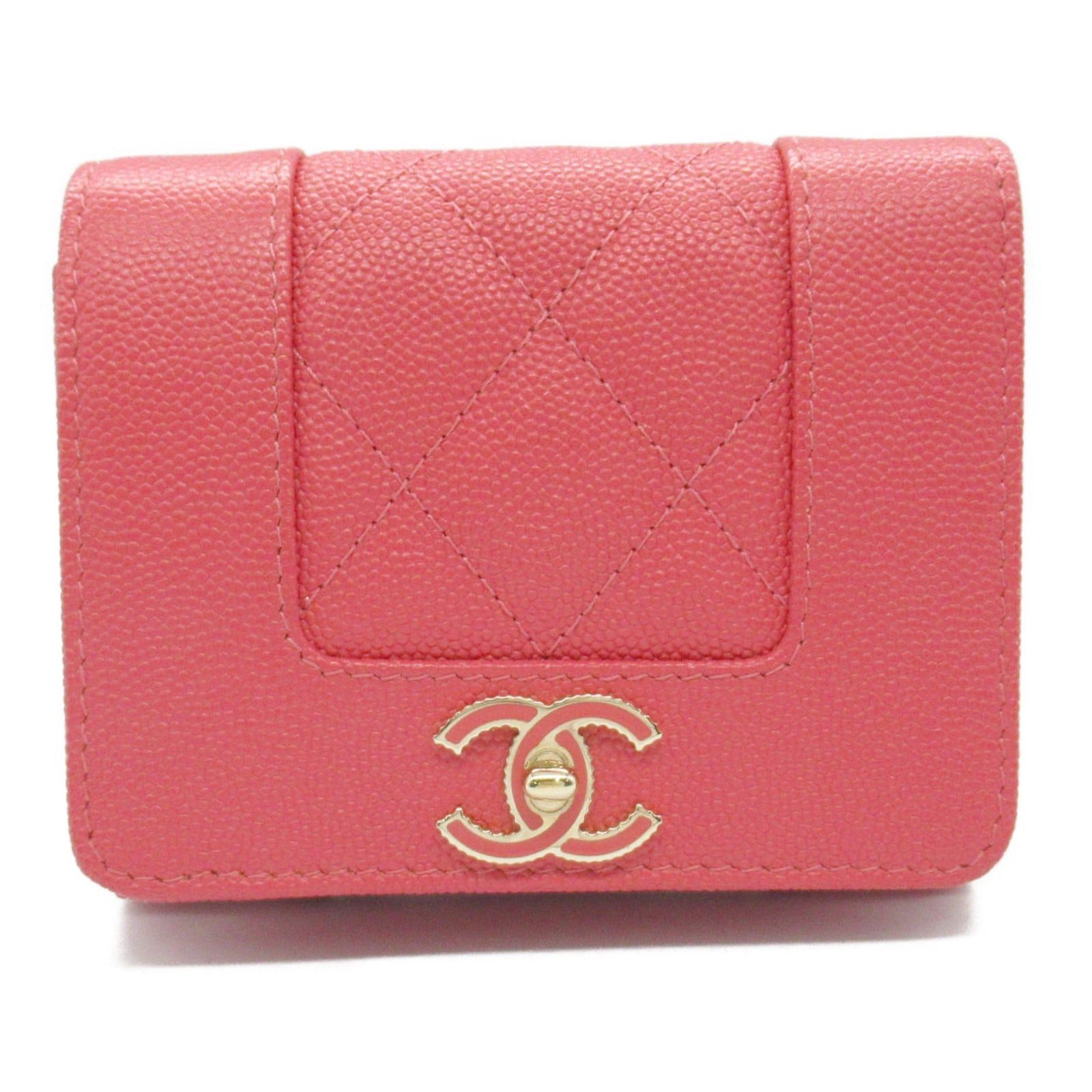 Chanel Chanel Mademoiselle Mini Wallet Trifold Leather Grained Calfskin Pink Gold Hardware Size ONE SIZE - 1 Thumbnail