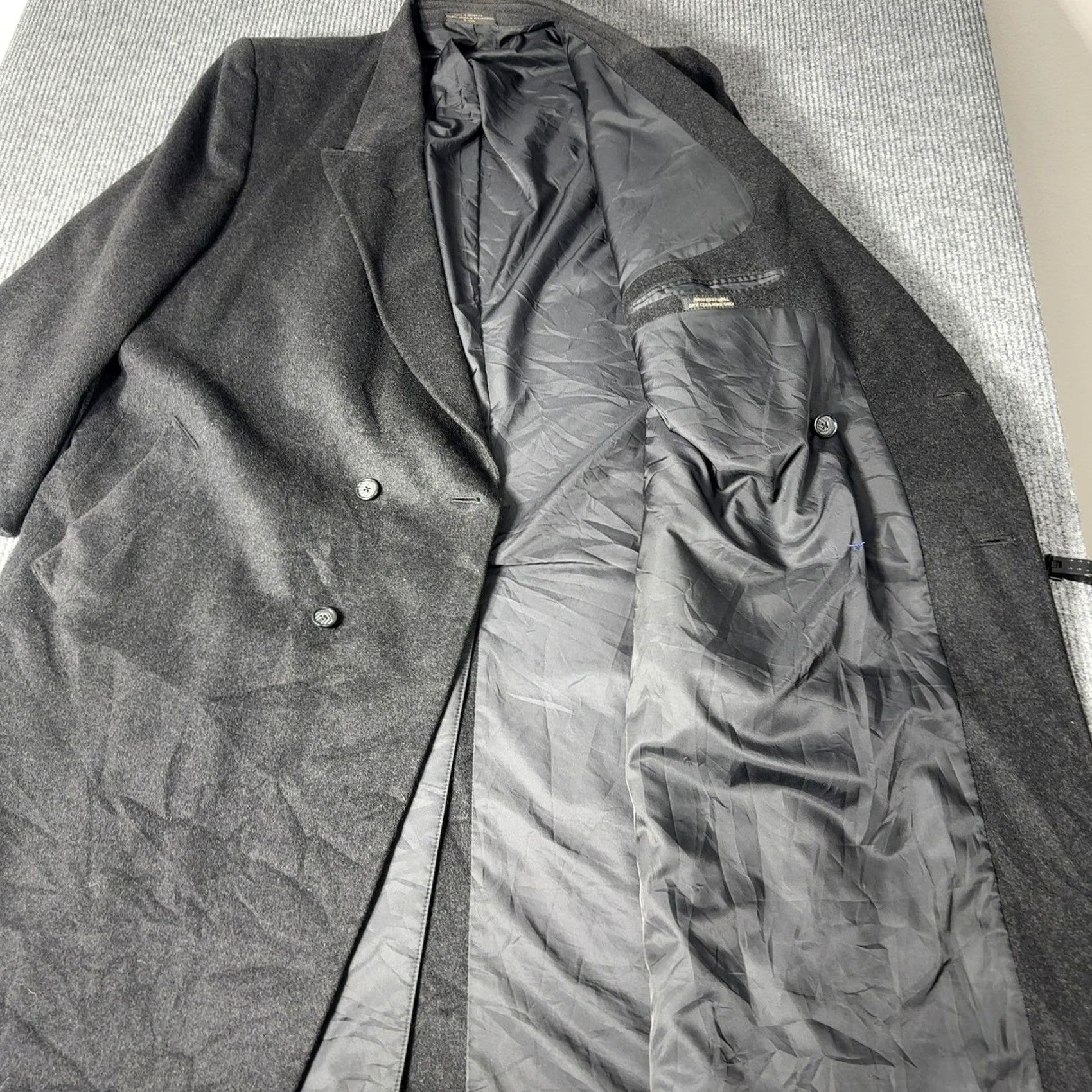 Doublet VINTAGE Petrocelli Wool Cashmere Coat Mens 3XL Black Double Breasted Overcoat Size US XXL / EU 58 / 5 - 4 Thumbnail