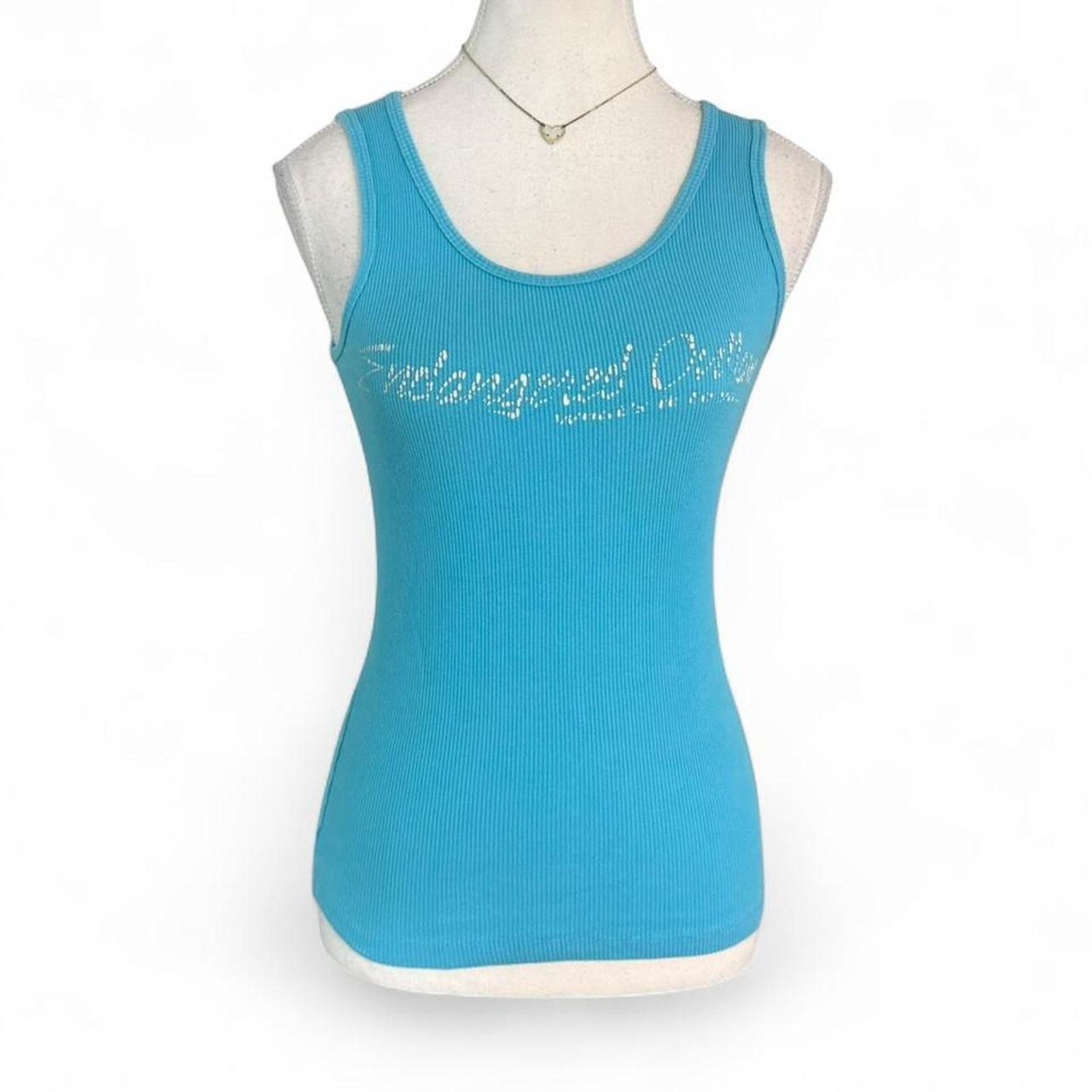 Other Blue Tropical Summer Early 2000s Y2K fitted cotton tank Size S / US 4 / IT 40 - 1 Thumbnail