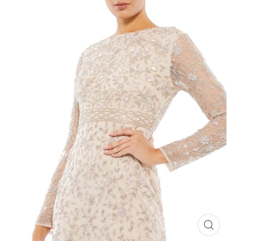 Mac Duggal Women's Mac Duggal Beige Beaded Dress Size 6 Size M / US 6-8 / IT 42-44 - 3 Thumbnail