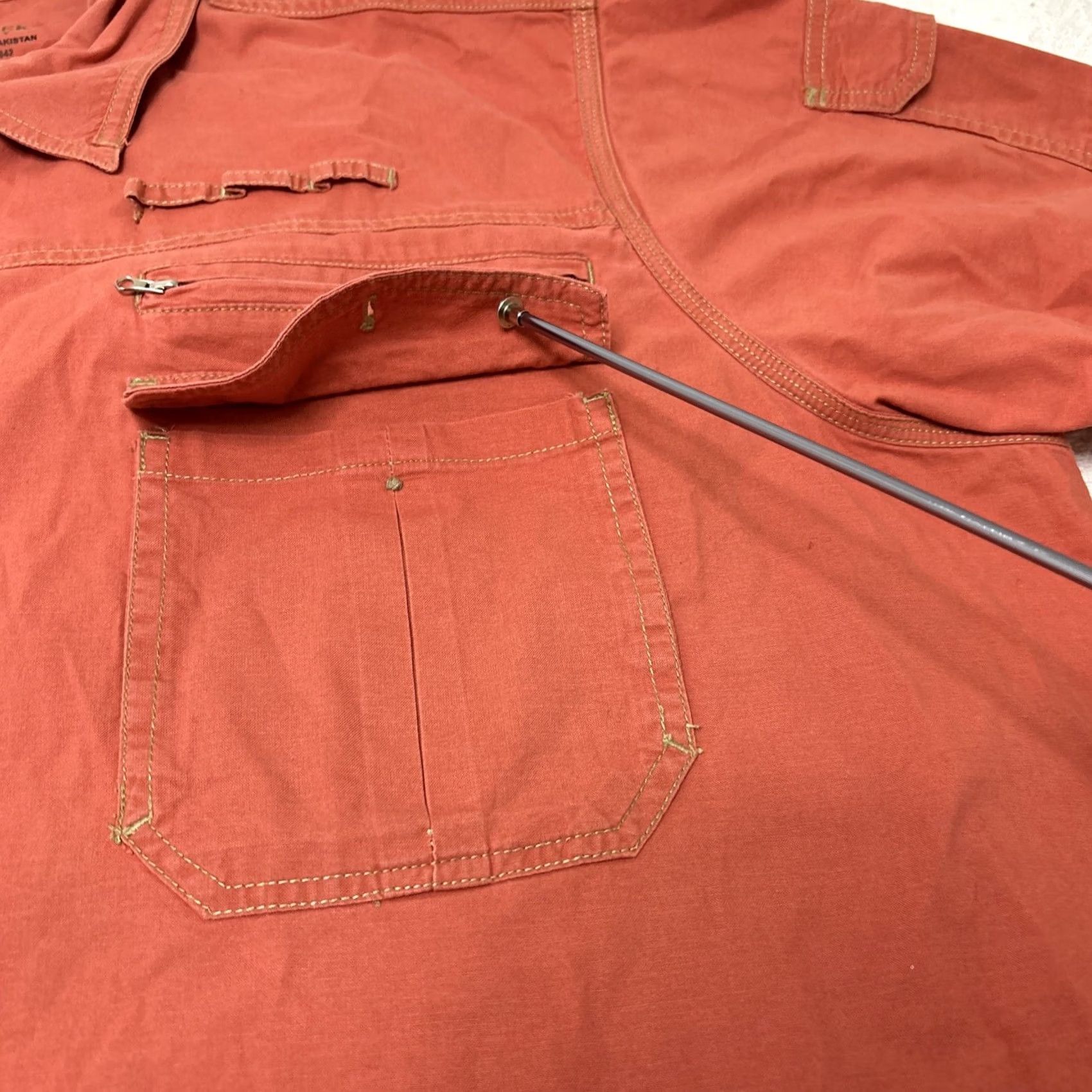 Vintage Boulder Creek Button-Up Shirt 4XL Men Short Sleeve Salmon Pocket Fish Safari Pink Size US 39 - 4 Thumbnail