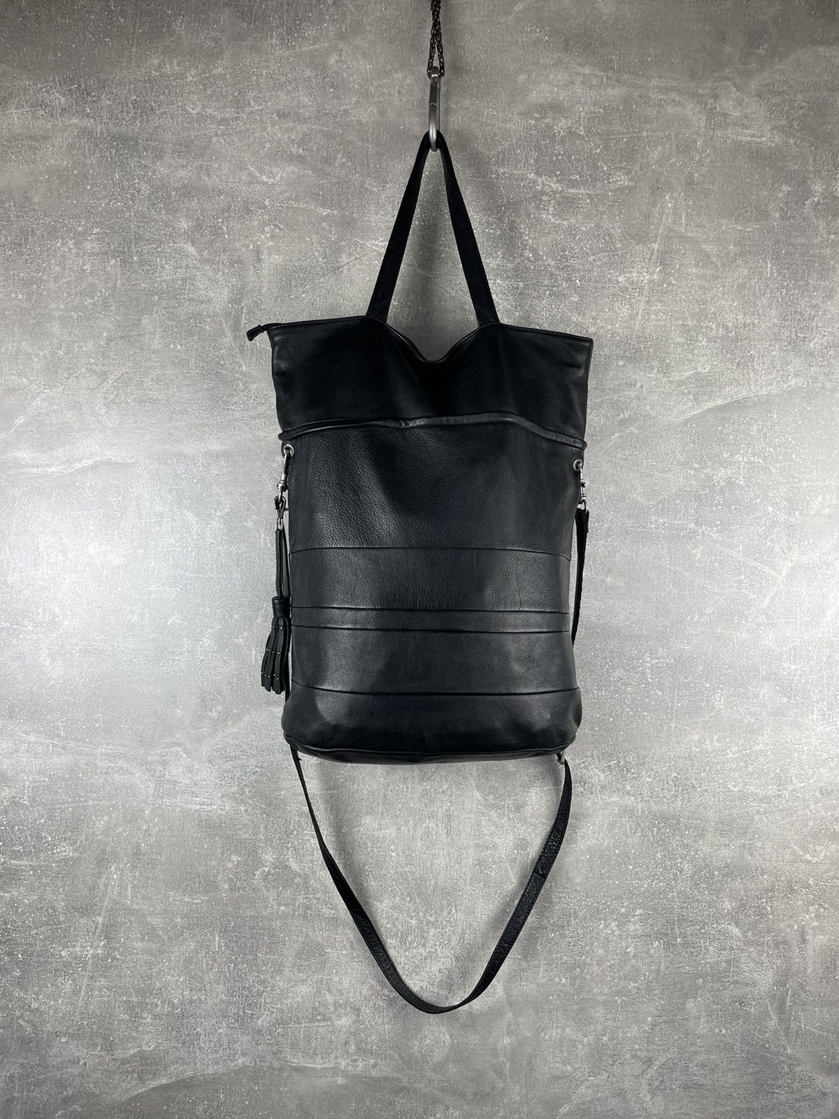 Vintage WVBelt Genuine Leather Large Tote Shoulder Bag Black Size ONE SIZE - 1 Thumbnail