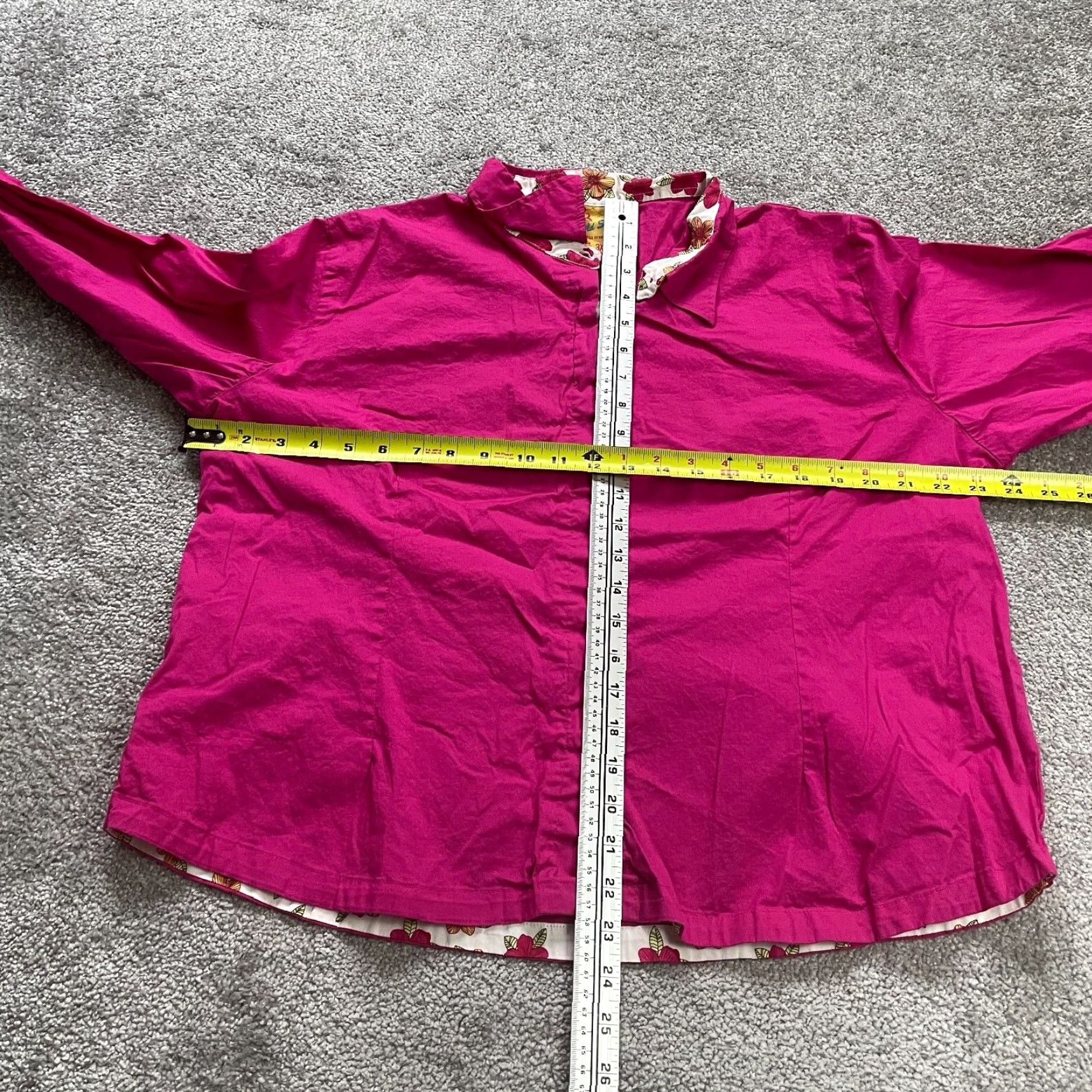 Vintage VINTAGE? No — Urban Wear Blouse Shirt, Floral Pink, Women, 3XL, Long Sleeve, Button-Down, Cotton Blend, Casual Size XXL / US 16-18 / IT 52-54 - 6 Thumbnail