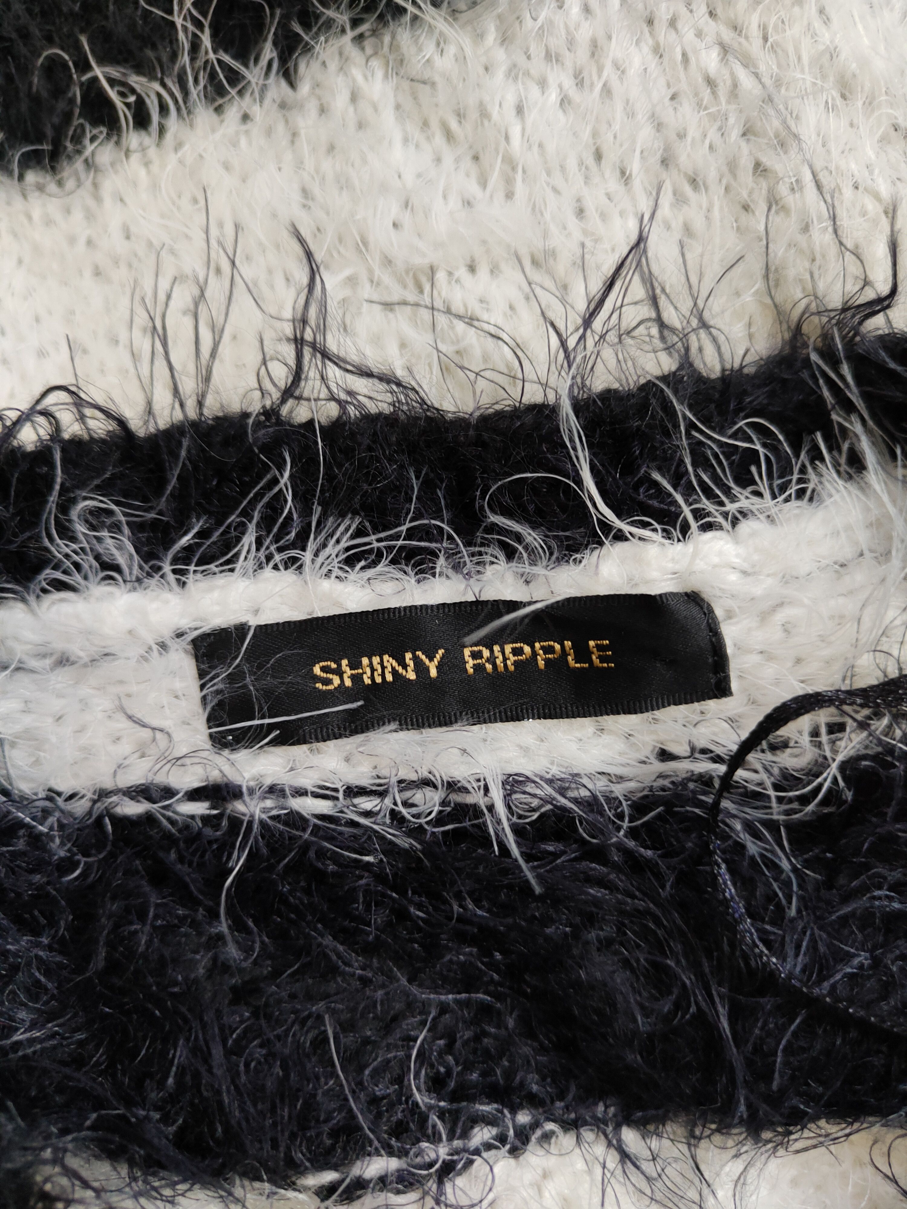 Japanese Brand Shiny Ripple Black White Fur Mohair Knitwear #S2062 Size M / US 6-8 / IT 42-44 - 13 Thumbnail
