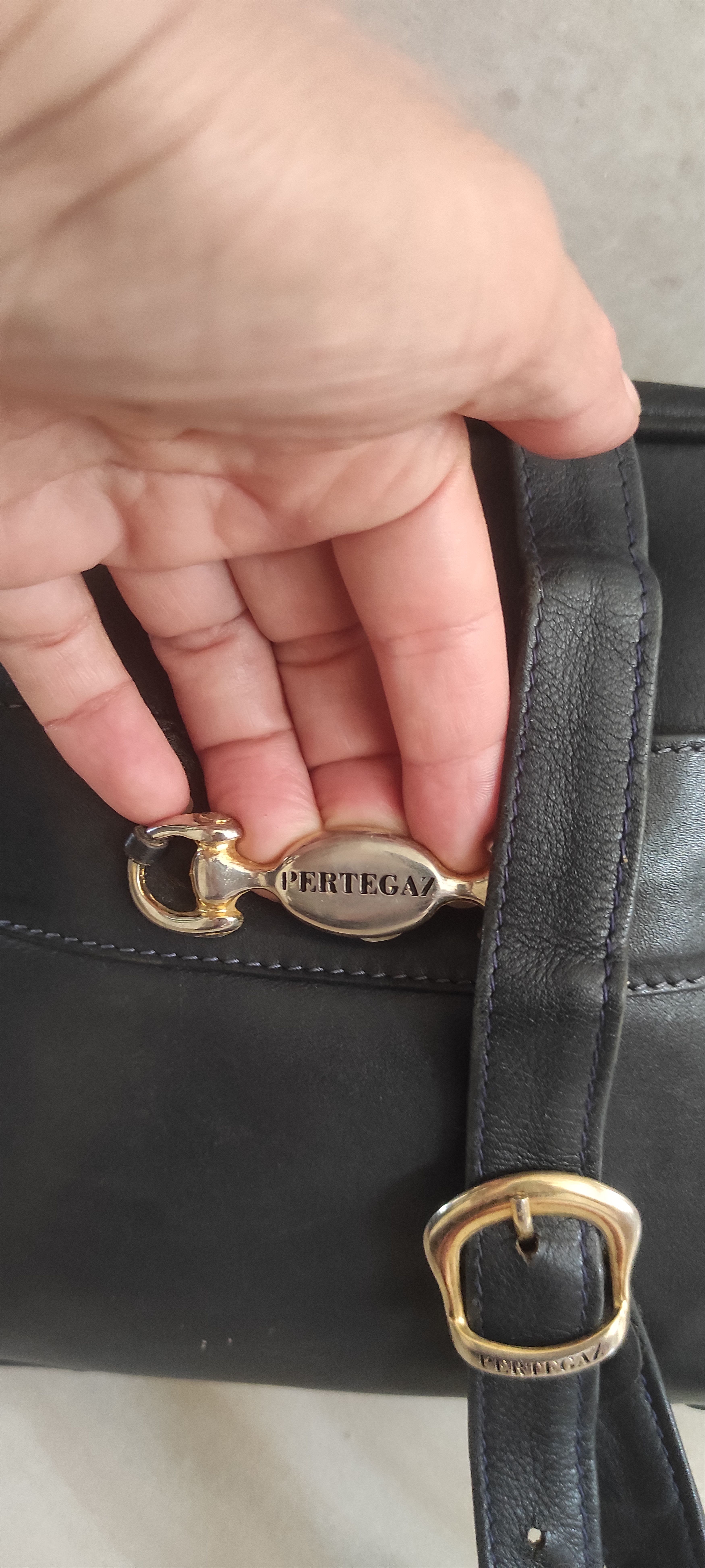 Other Vintage Pertegaz Genuine Leather Shoulder Bag Dark Blue Size ONE SIZE - 7 Thumbnail
