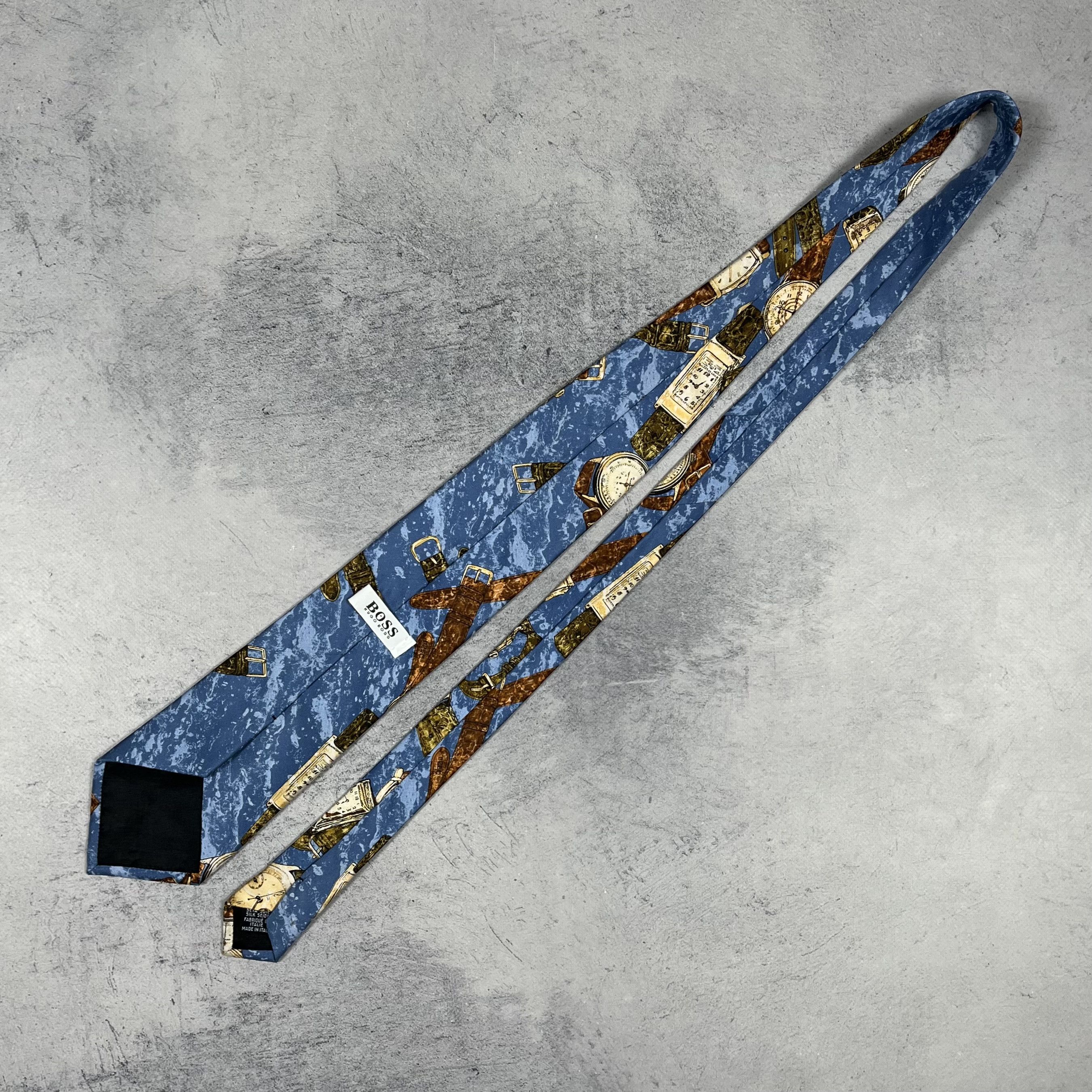 Hugo Boss Vintage Hugo Boss Watch Print Silk Tie 90’s Size ONE SIZE - 9 Thumbnail