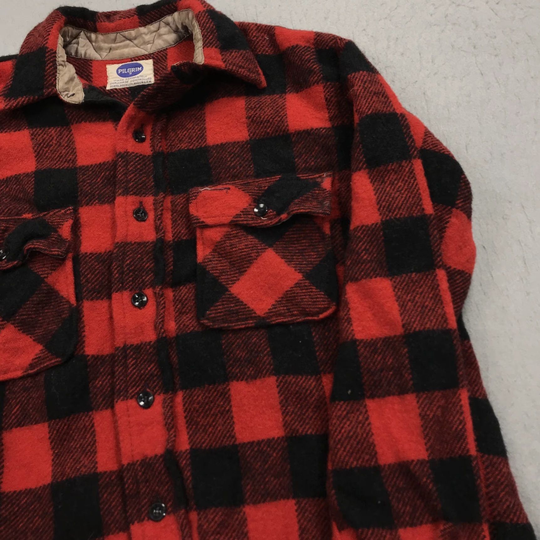 Vintage VINTAGE Pilgrim Shirt Mens M Red Buffalo Plaid Wool Flannel Hunting 60s USA Button-Up Long Sleeve Pockets Cardigan? Size US M / EU 48-50 / 2 - 4 Thumbnail