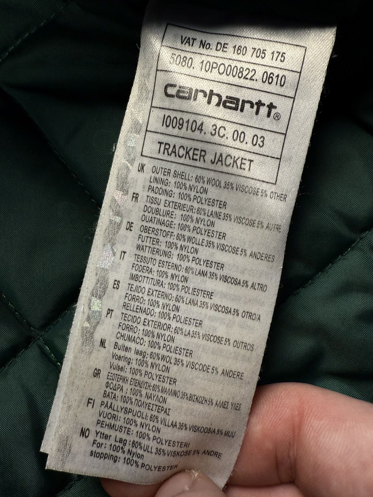 Carhartt Carhartt Tracker Jacket Green Wool Varsity Quilted Lined S Size US S / EU 44-46 / 1 - 8 Thumbnail