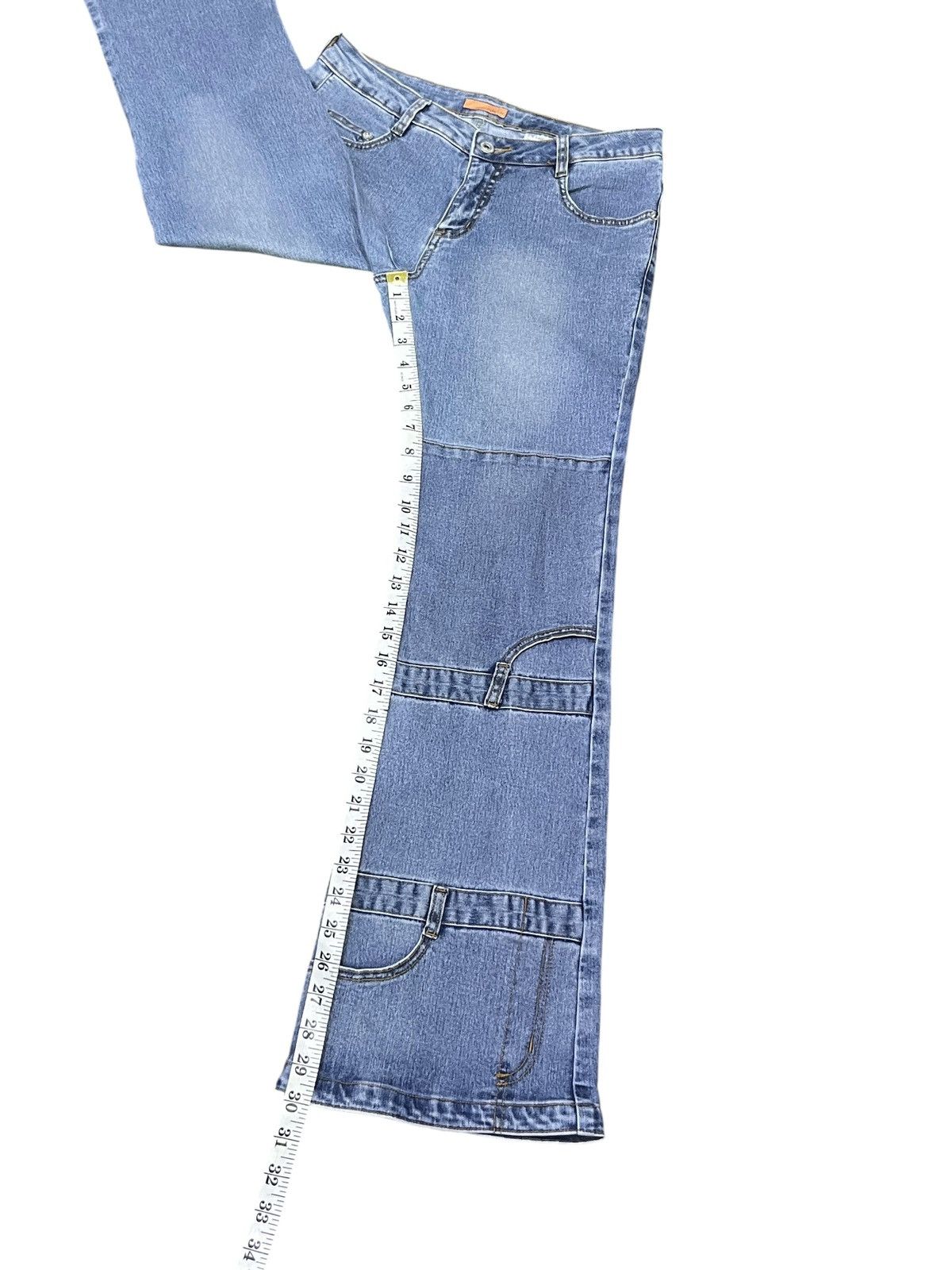 Know Wave Wave List Patchwork Stretch Flare Jeans (W28) Rare Designer Size 28" / US 6 / IT 42 - 10 Thumbnail