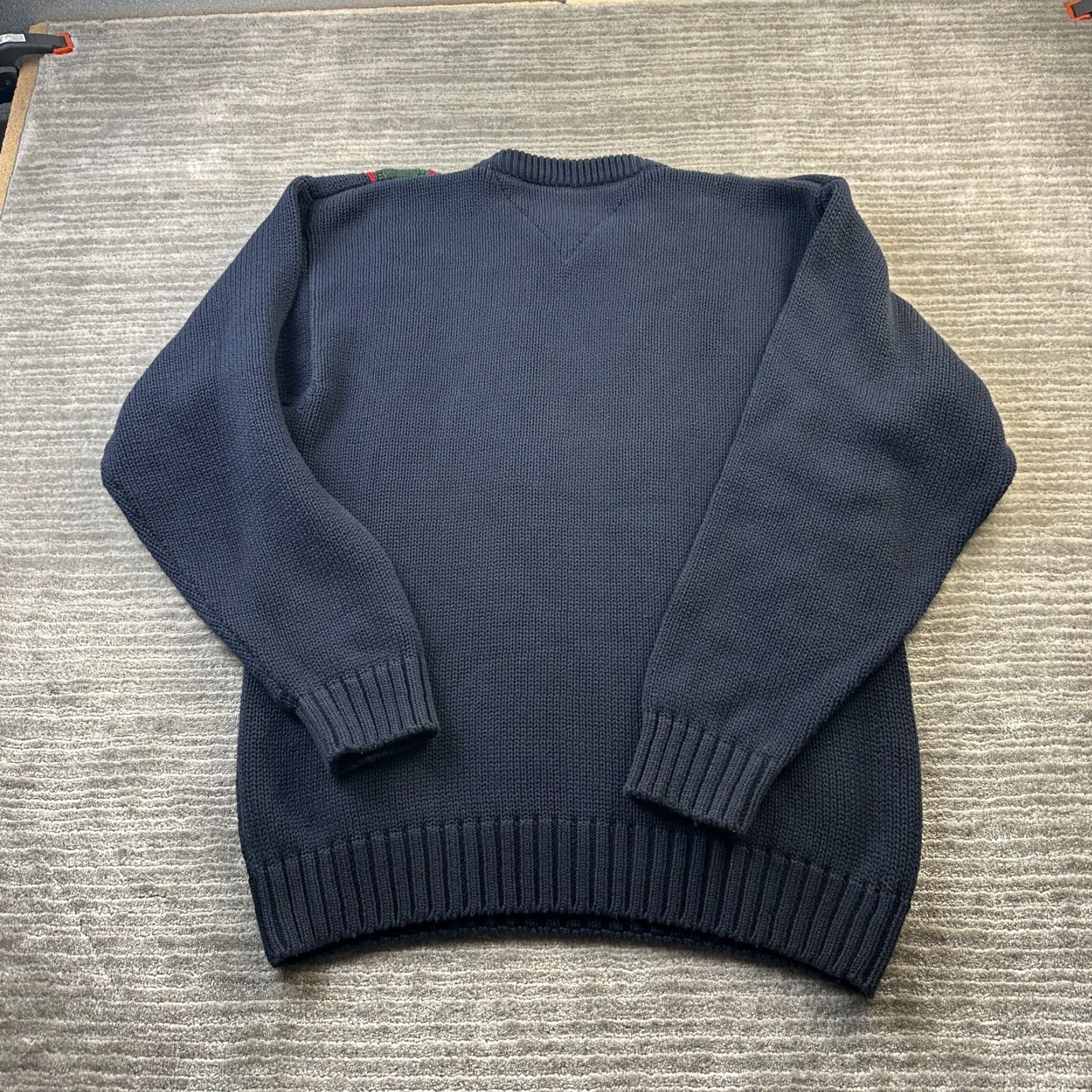 Tommy Hilfiger VINTAGE Tommy Hilfiger Sweater Mens Large Blue Pullover Cable Knit Heavy Chunky Size US L / EU 52-54 / 3 - 2 Thumbnail