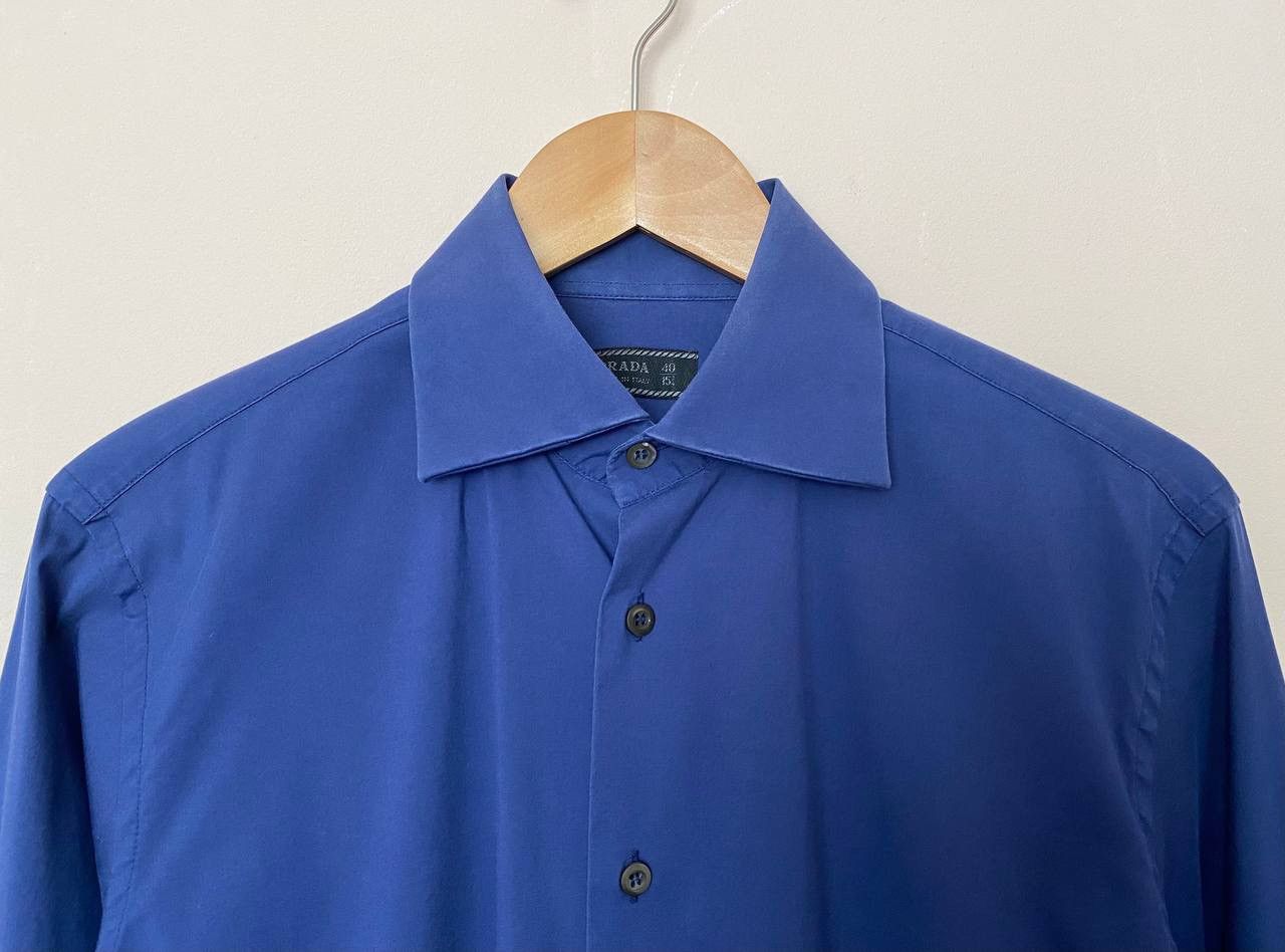 Prada 💙PRADA Shirt stretch Button Up Long Sleeve Top blue Size US M / EU 48-50 / 2 - 2 Thumbnail