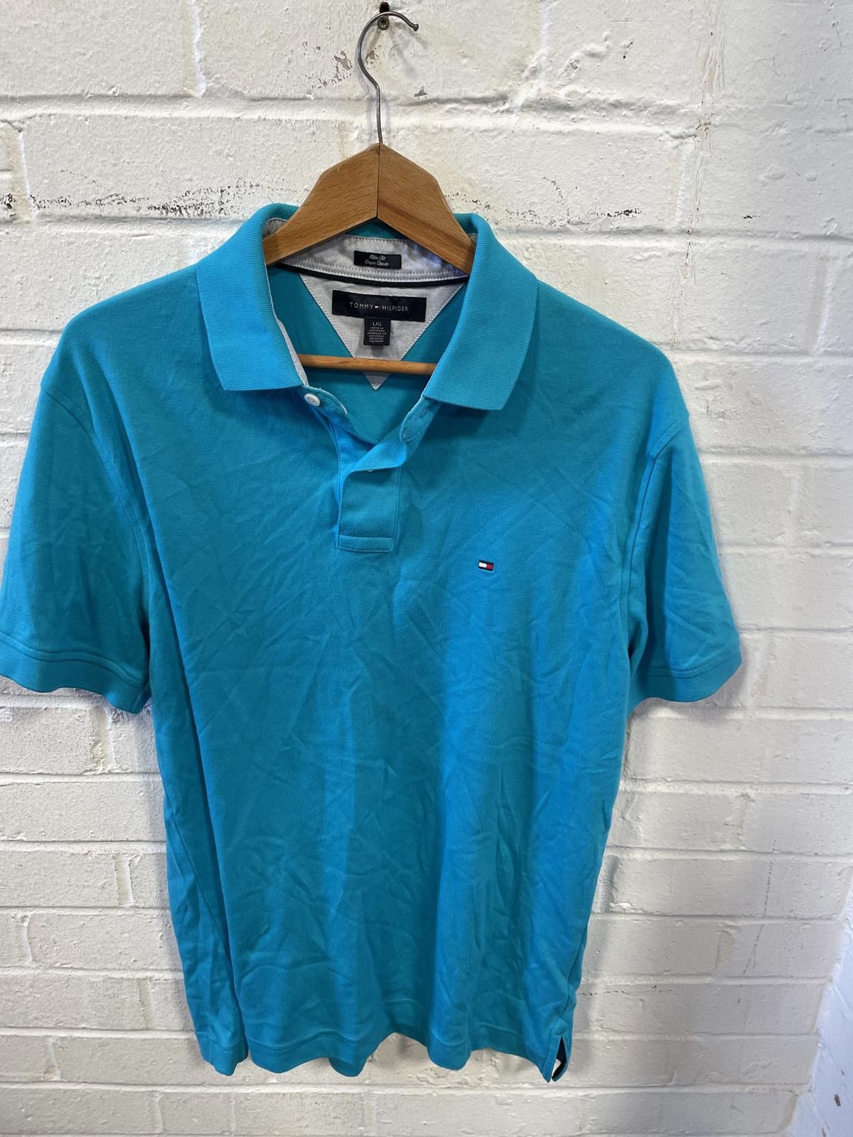 Tommy Hilfiger Tommy Hilfiger Men's Polo Shirt Large Turquoise Blue Size US L / EU 52-54 / 3 - 1 Thumbnail