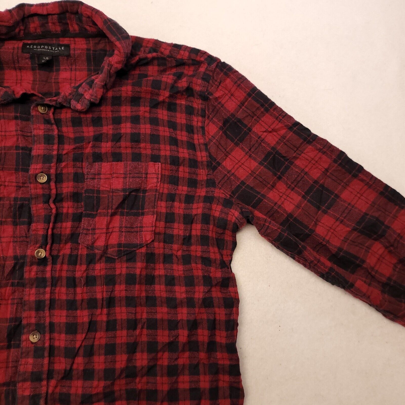 Aeropostale Aeropostale Tartan Flannel Shirt Mens Size Large L Red Black Size US L / EU 52-54 / 3 - 5 Thumbnail