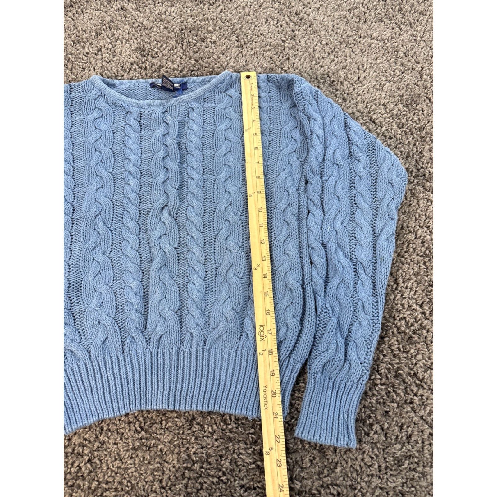 Vintage VINTAGE Directions Sweater Shirt Womens Small Blue 90s Fisherman Crew Neck Chunky-Knit Cotton Pullover Womens S Size S / US 4 / IT 40 - 2 Thumbnail