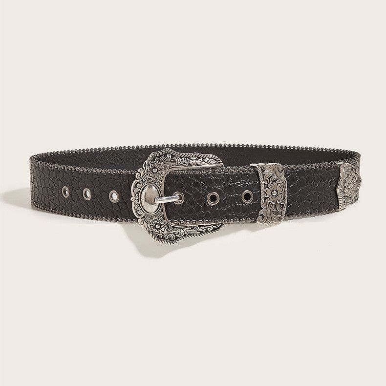 Other Flower Pu Leather Alloy Men's Leather Belt Size ONE SIZE - 3 Thumbnail