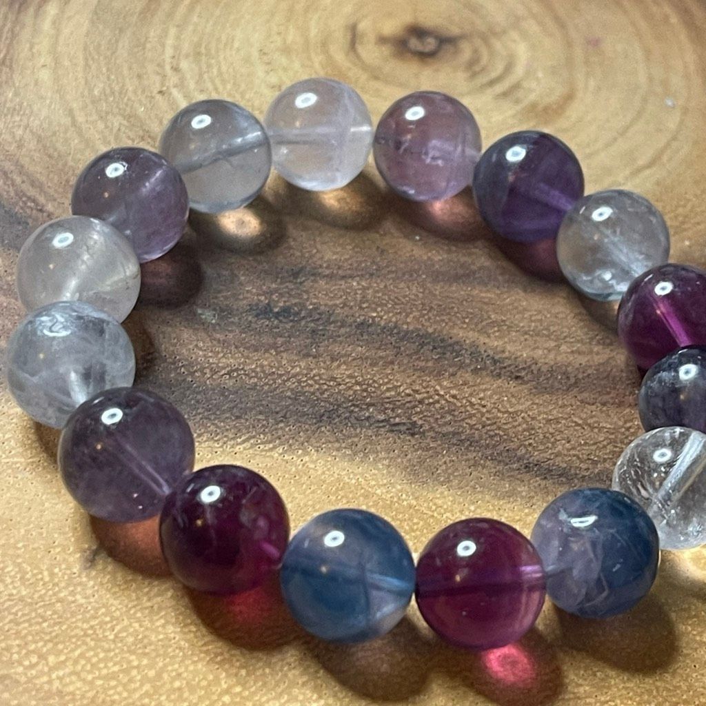 Other Fluorite bracelet striped layers rainbow colors stretch 12mm Size ONE SIZE - 8 Thumbnail