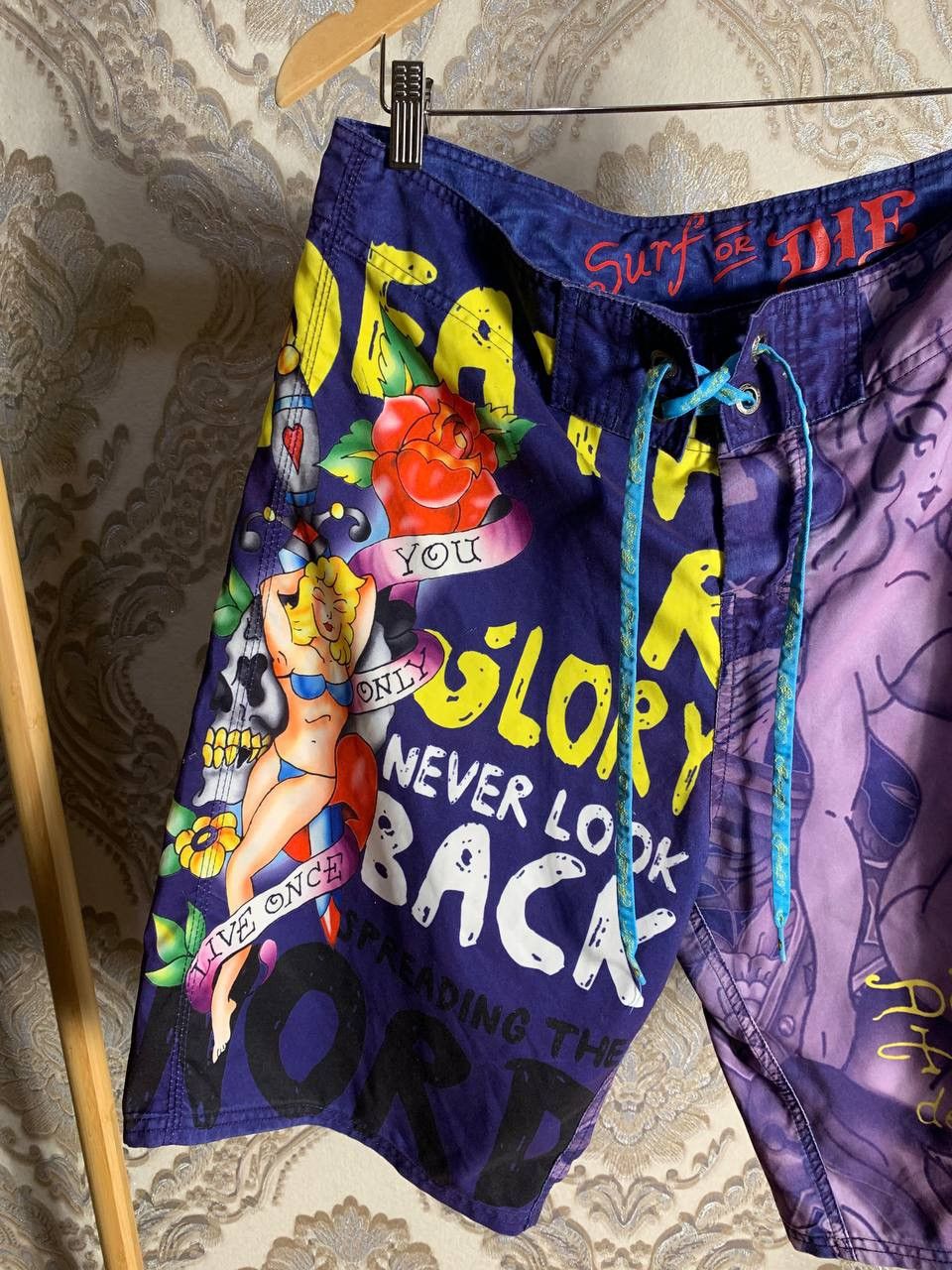 Ed Hardy × Vintage VERY RARE ED HARDY BY CHRISTIAN AUDIGIER SHORTS JAPAN STYLE Size US 34 / EU 50 - 4 Thumbnail