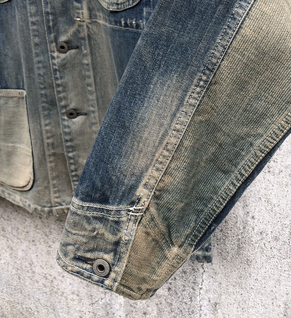 Japanese Brand Fundamental Agreement Denim Distressing Patched Chore Jacket Size US XL / EU 56 / 4 - 12 Thumbnail