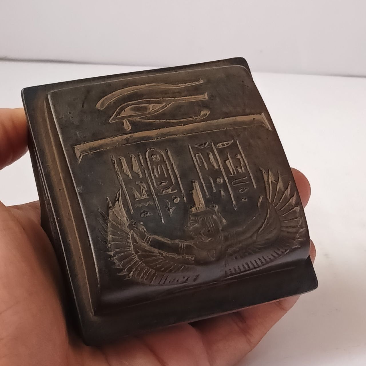 Handmade Egyptian Canopic Jars Set – Pharaonic Resin Box Hieroglyph Size ONE SIZE - 4 Thumbnail