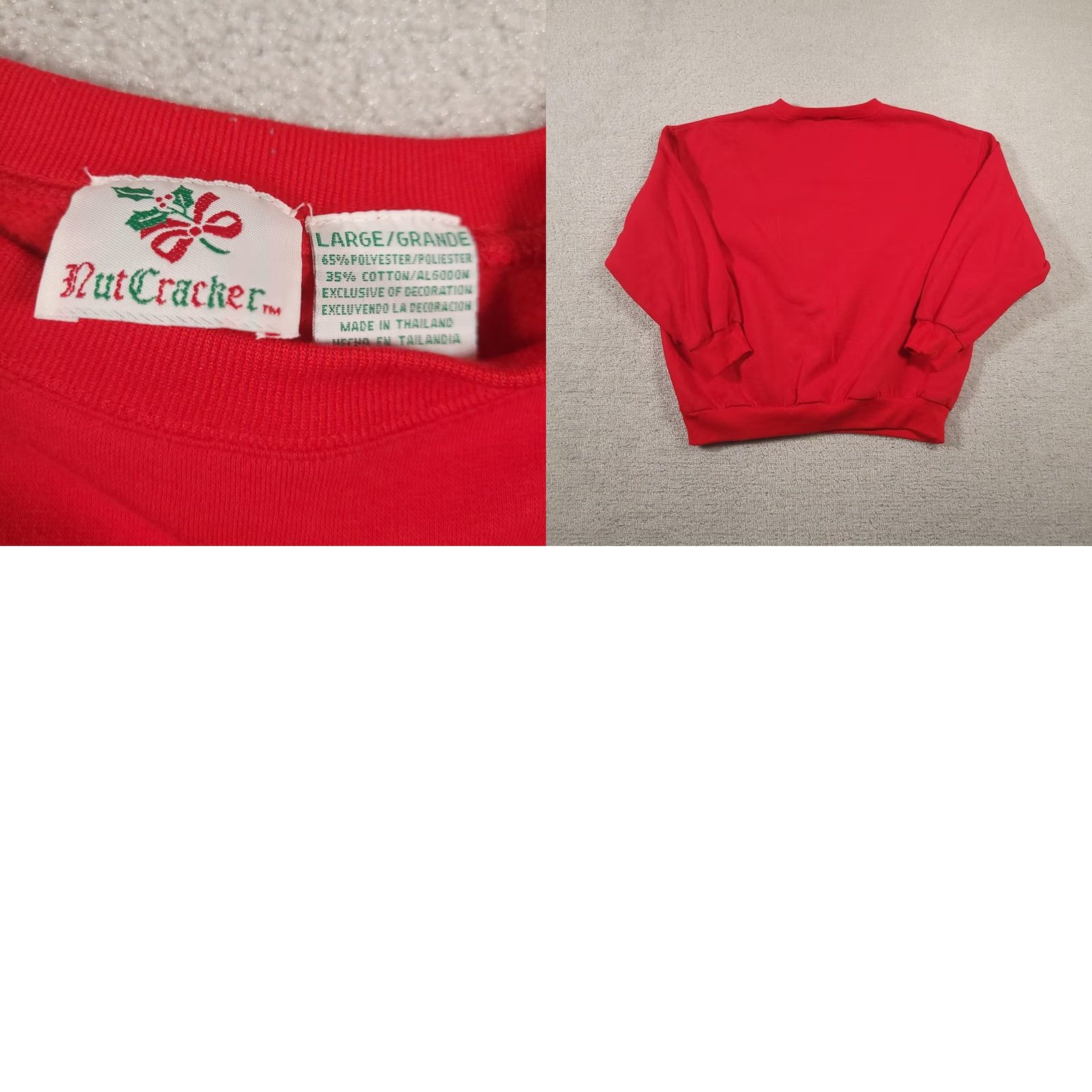 Vintage Nutcracker Sweatshirt Womens L Red Embroidered Christmas Bear Crewneck Pullover Christmas Holiday Winter Cozy Fleece Size L / US 10 / IT 46 - 8 Thumbnail