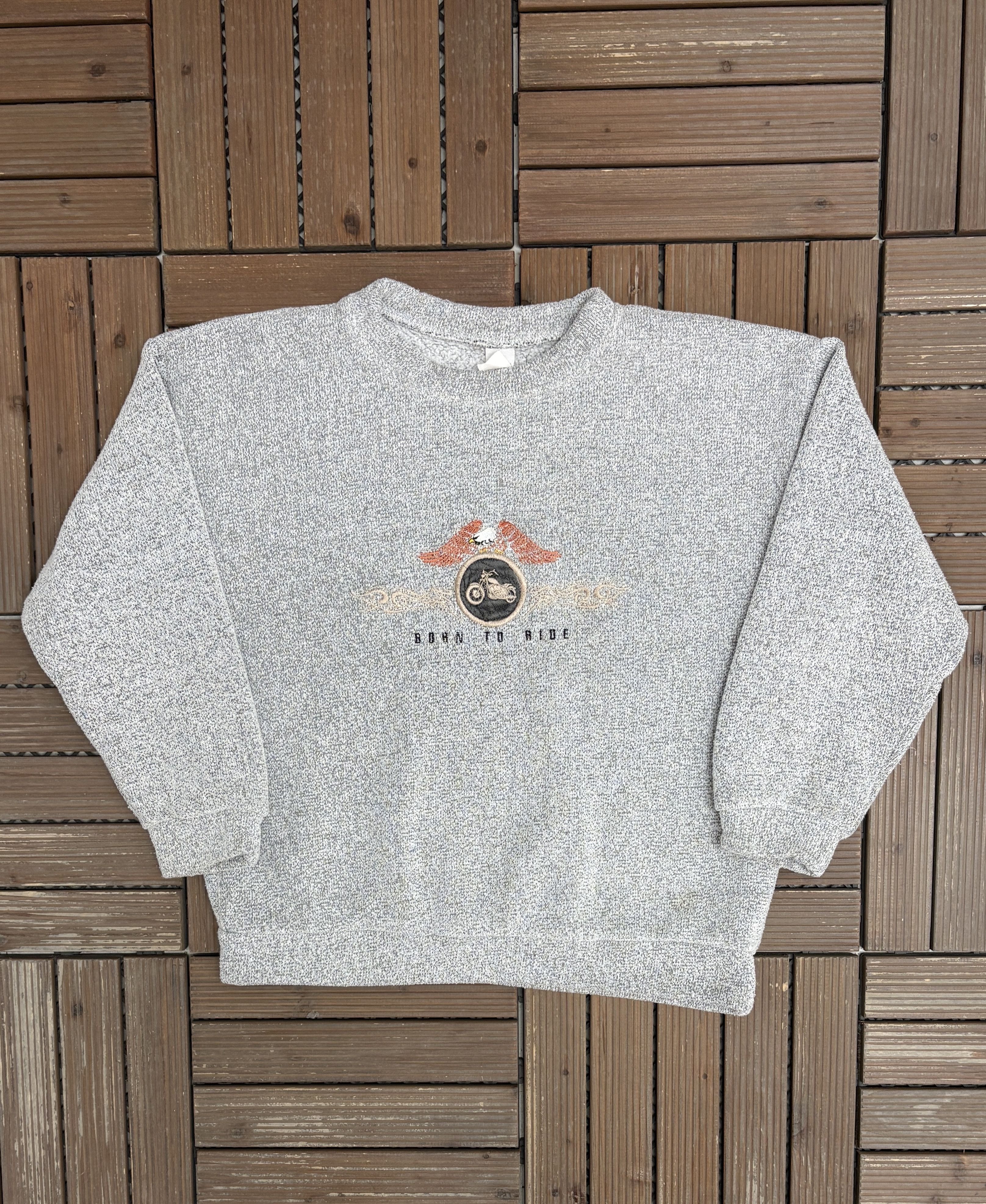 Vintage Born To Ride Motorcycle Vintage Grey Fleece Sweater Size US M / EU 48-50 / 2 - 1 Thumbnail